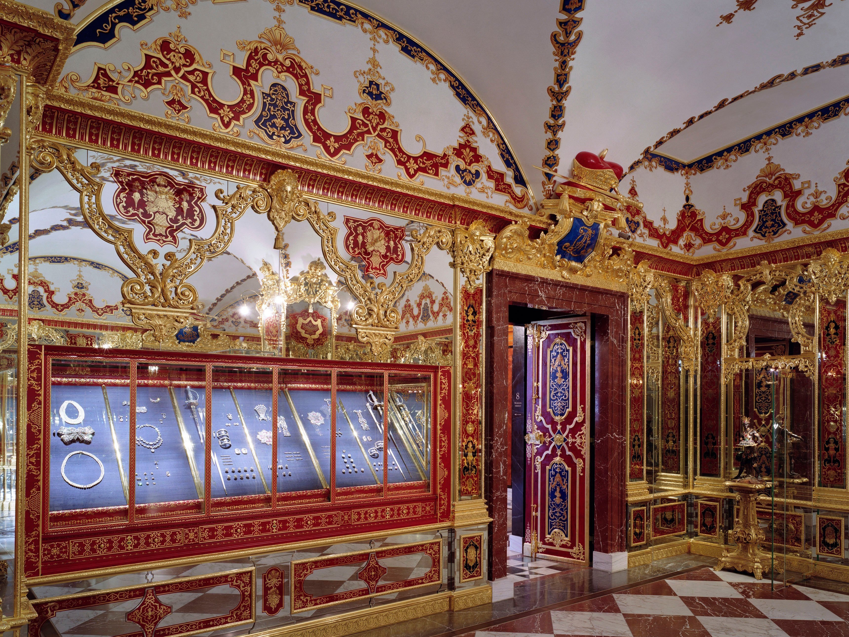 Thieves targeted three sets of items in the "Jewelry Room" of the Green Vault museum in a heist carried out early Monday. The burgled room is seen here in a photo provided by the State Art Collection in Dresden.