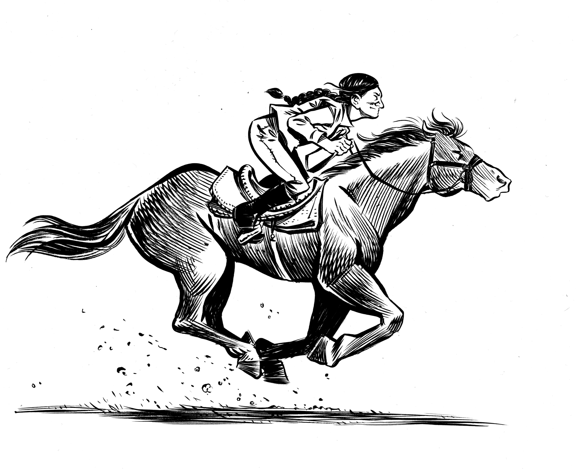 Based on actual events, the graphic novel <em>Grand Theft Horse</em> tells the story of a trainer who rescues a horse from its villainous owner. Journalist Taylor Haney set out to learn how much of the story is true. Above, a scene from the novel. (Courtesy of Greg Neri and Corban Wilkin)