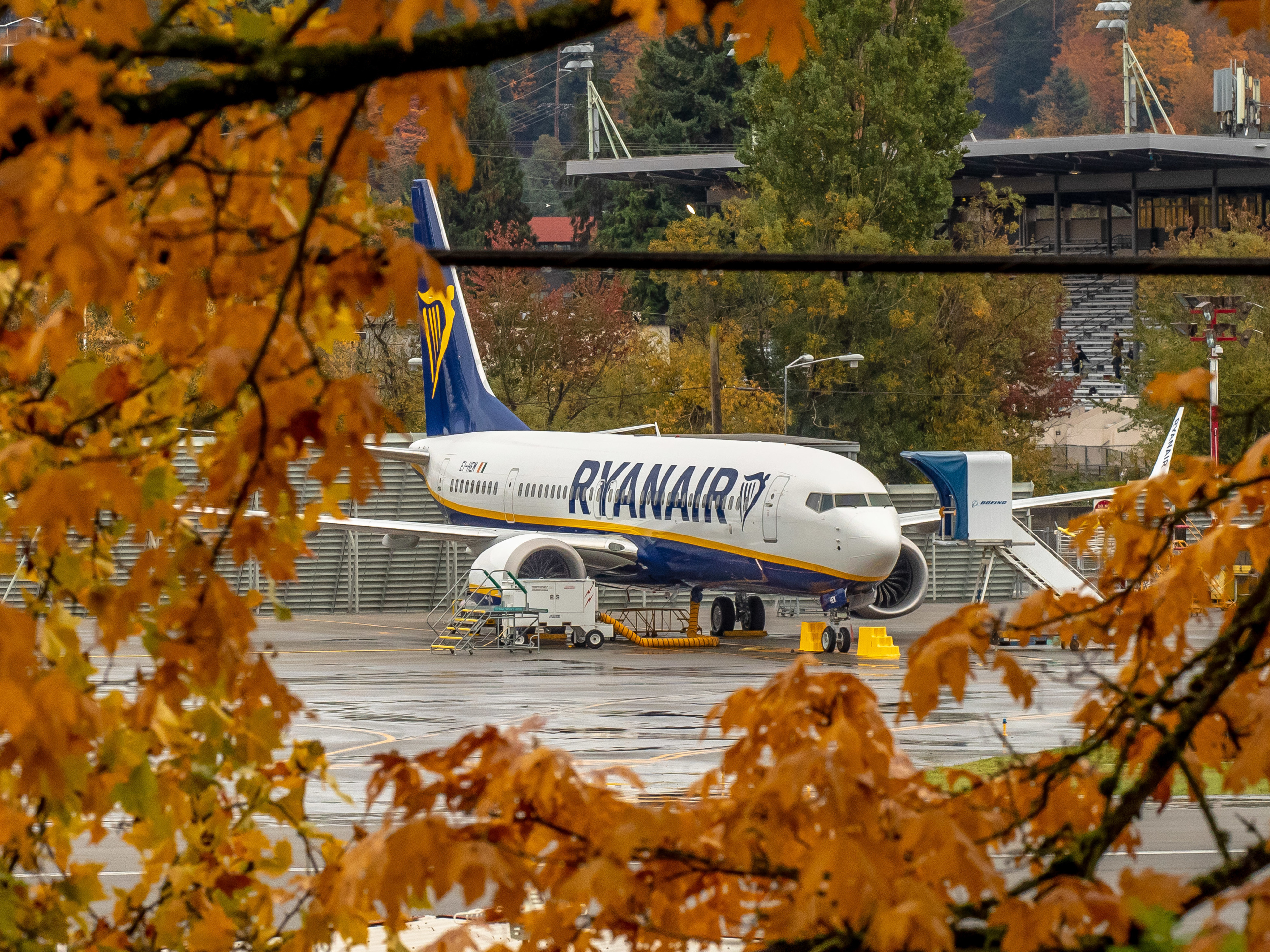 A Boeing 737 MAX aircraft owned by Ryanair parked at Boeing's Renton, Washington factory in October. All 737 Max planes remain officially &quot;grounded&quot; worldwide. (Getty Images)
