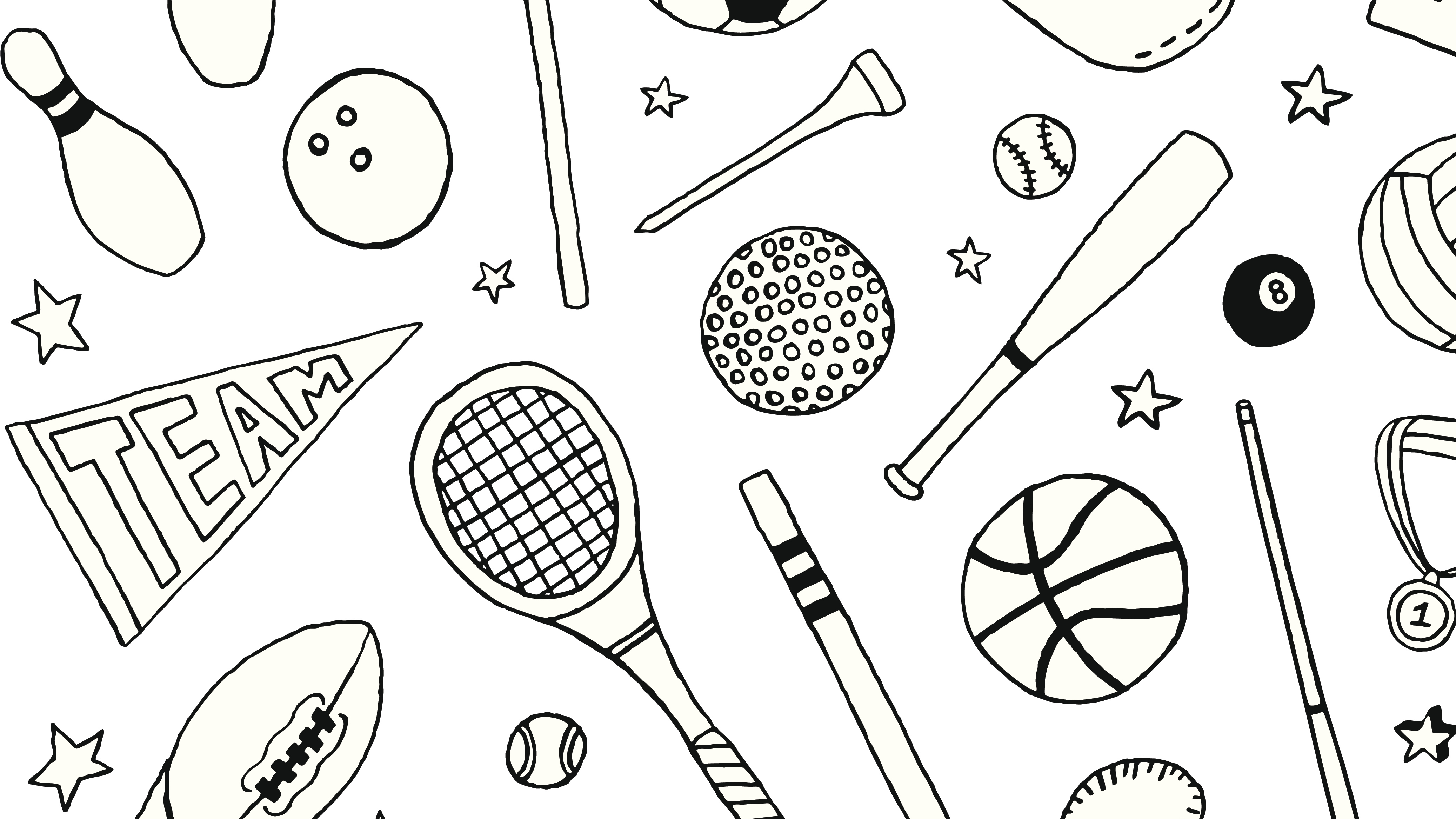 A sports-themed doodle page.