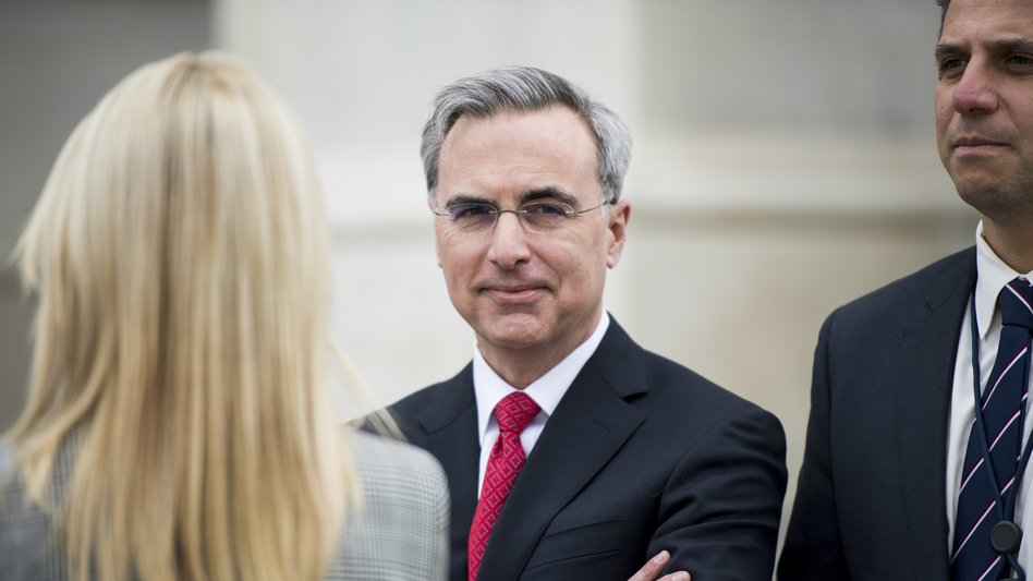 White House counsel Pat Cipollone waits for his car as he leaves the Capitol after attending the Senate Republicans' lunch Wednesday. (Bill Clark/CQ-Roll Call Inc via Getty Images)