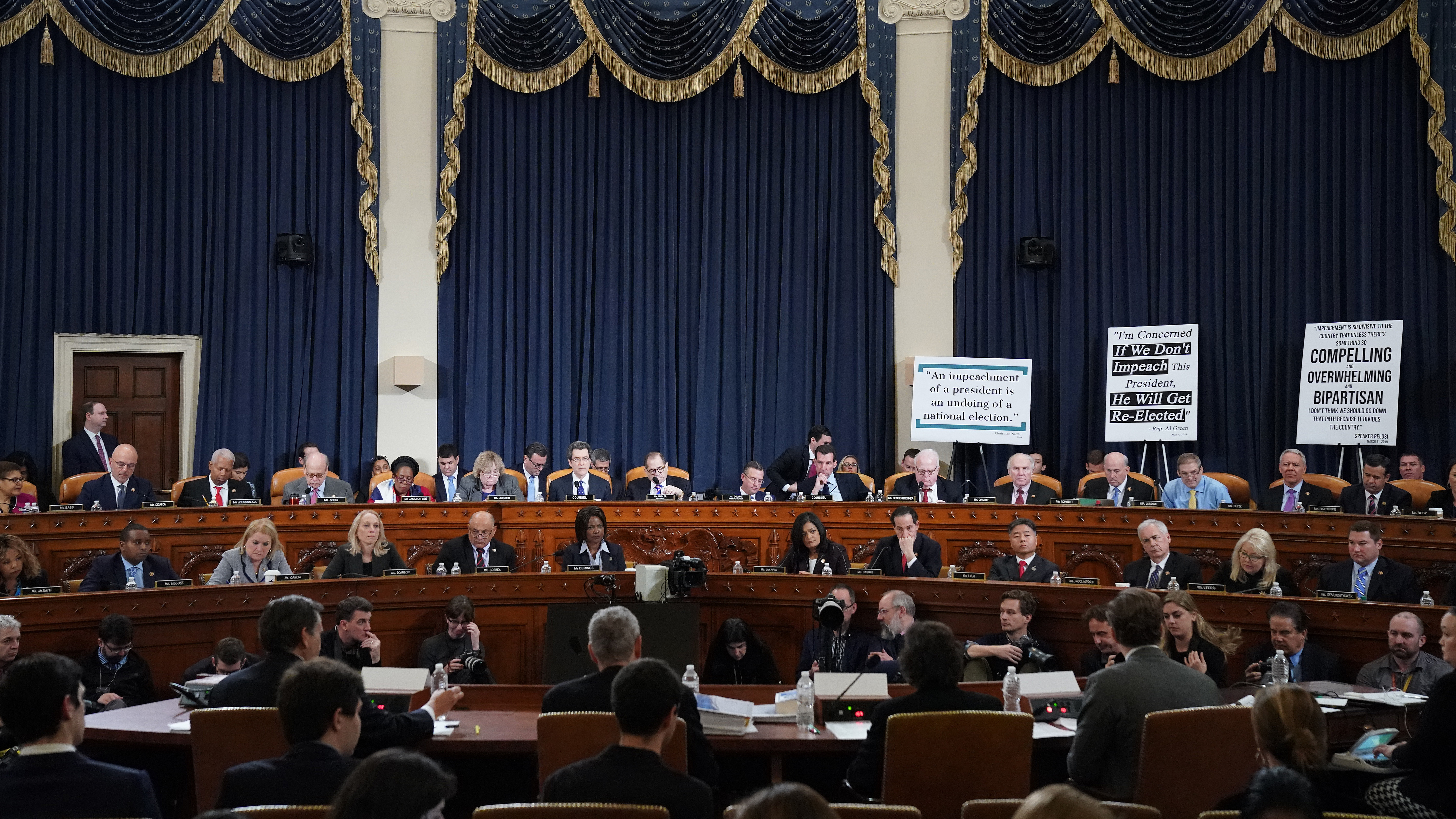 Members of the House Judiciary Committee listen as constitutional scholars testify before the House Judiciary Committee on Capitol Hill Wednesday. (Getty Images)