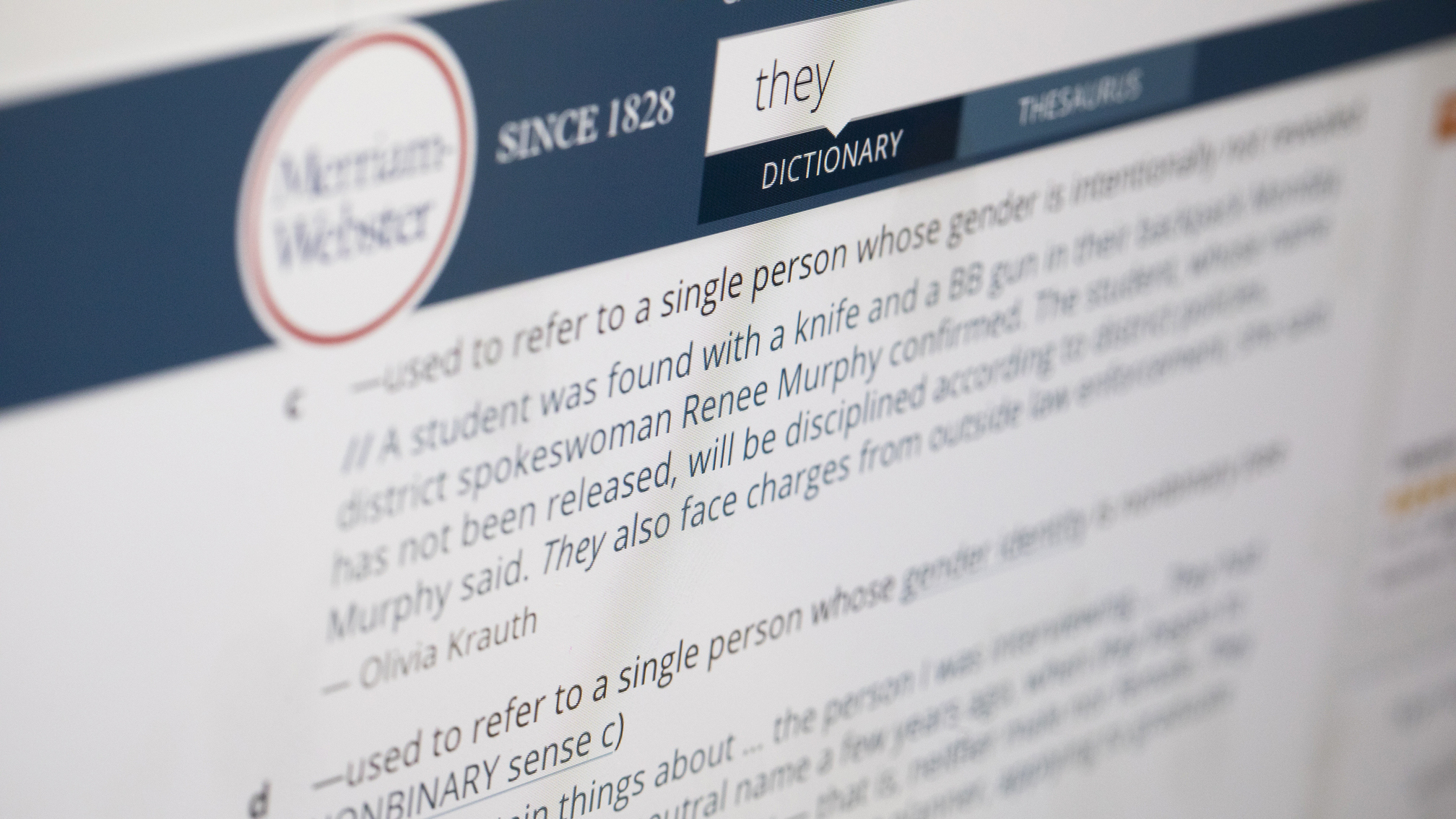 Merriam-Webster Singles Out Nonbinary 'They' For Word Of The Year Honors