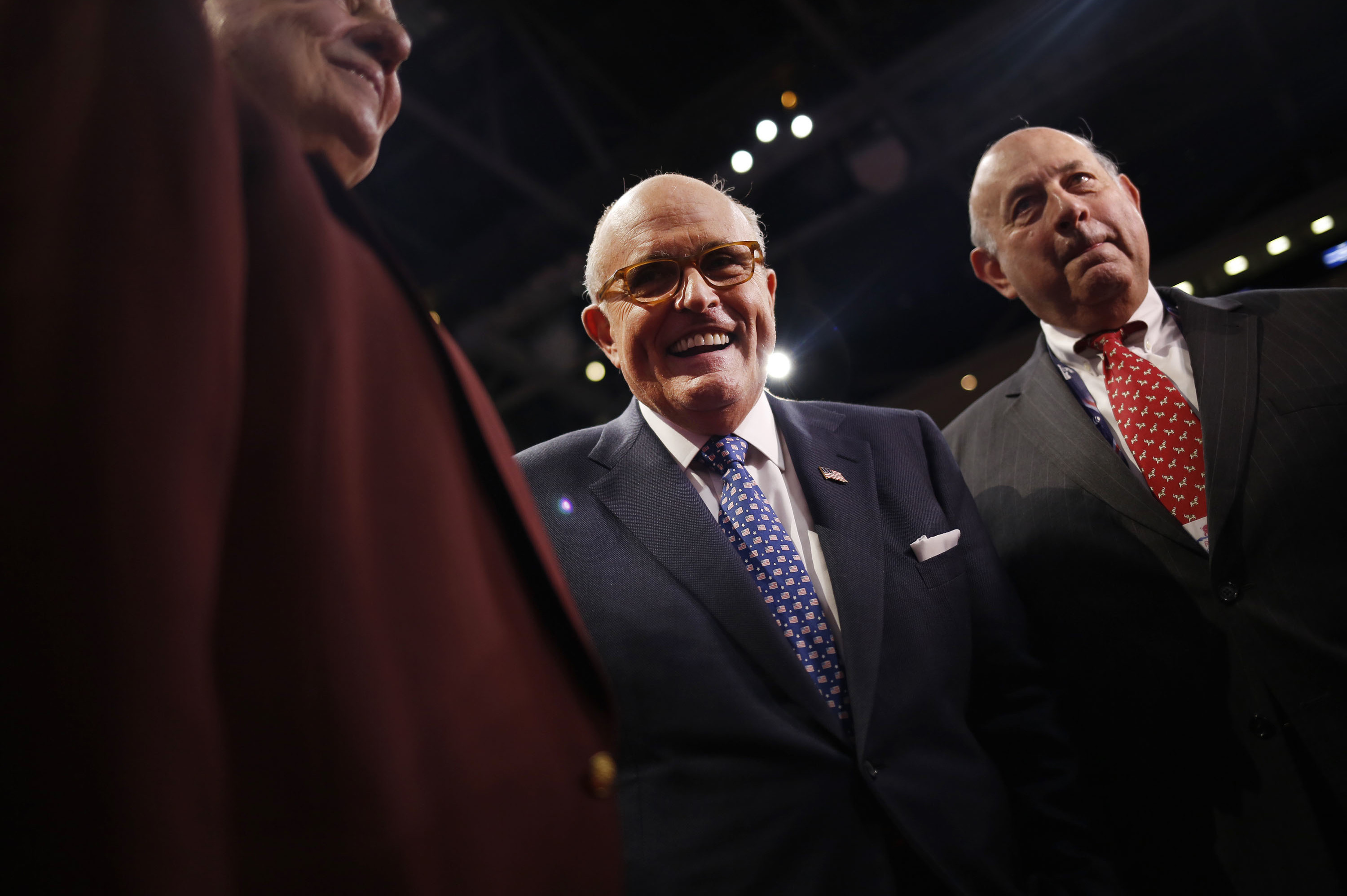 Rudy Giuliani, former mayor of New York, smiles during the Republican National Convention in Cleveland on July 18, 2016. (Bloomberg via Getty Images)