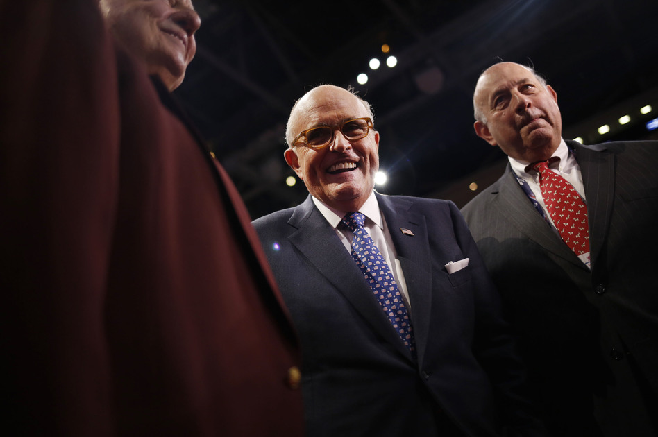 Rudy Giuliani, former mayor of New York, smiles during the Republican National Convention in Cleveland on July 18, 2016. (John Taggart/Bloomberg via Getty Images)