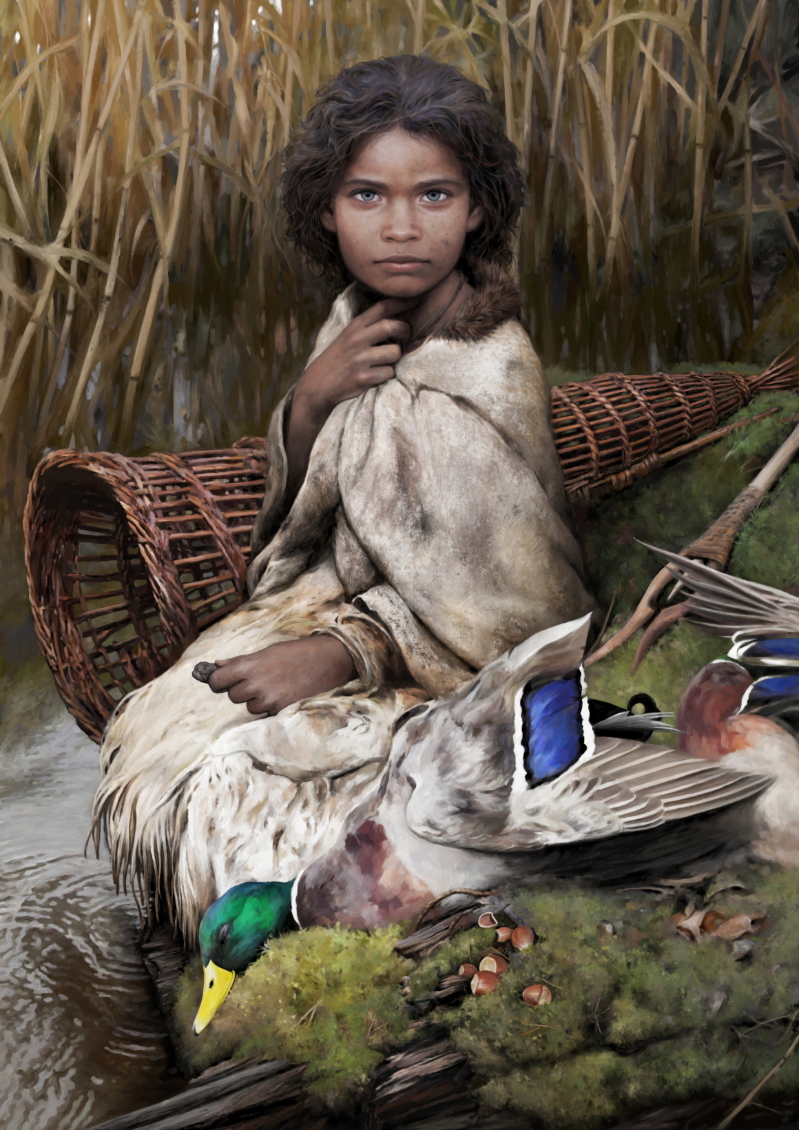 An artistic reconstruction of the woman whose DNA was extracted from the birch pitch.