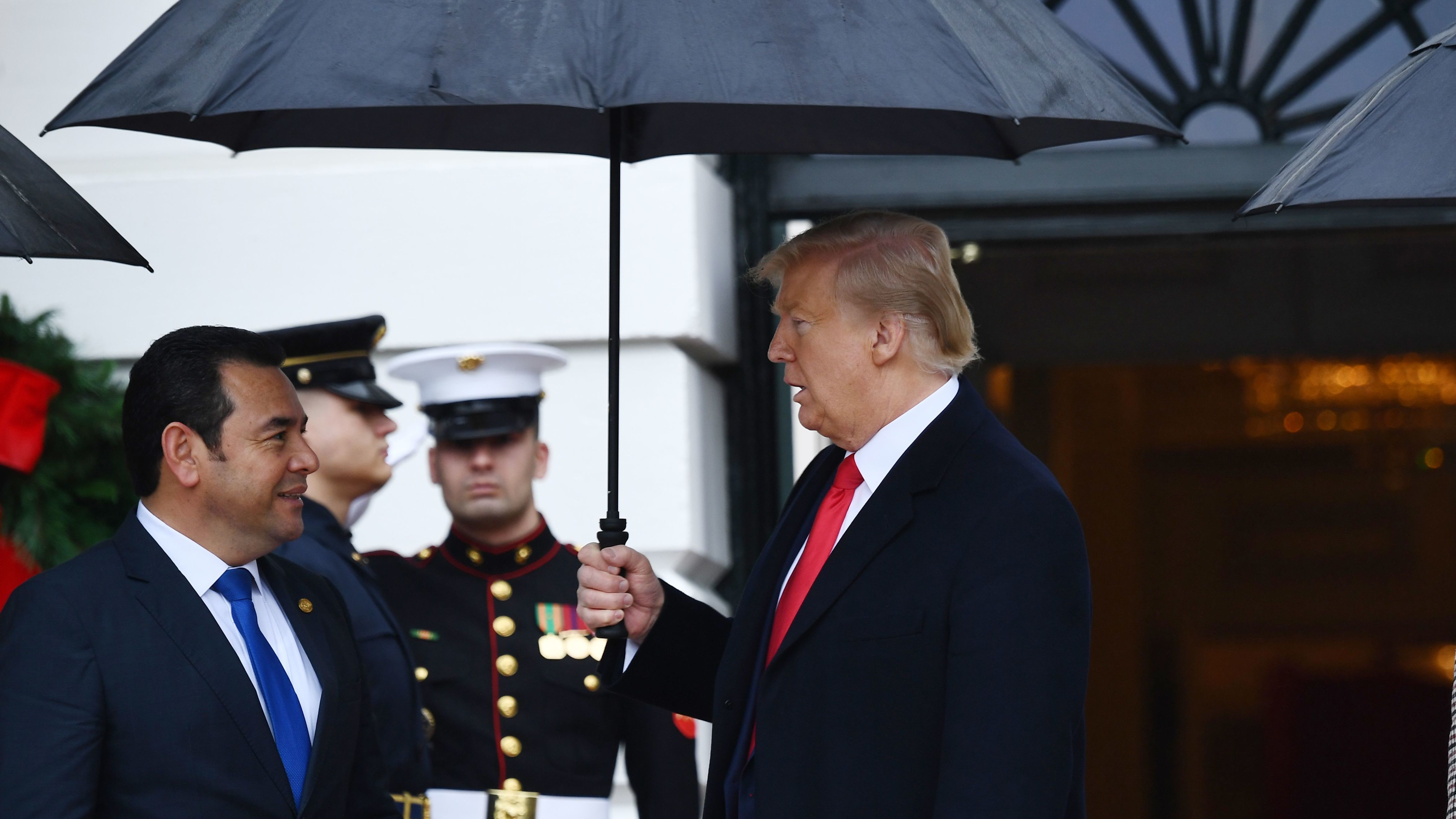 "You are the ones bringing pain and suffering to our Republic for your own selfish personal, political, and partisan gain," President Trump said of Democrats in a letter to House Speaker Nancy Pelosi on Tuesday. Above, Trump greets Guatemalan President Jimmy Morales at the White House on Tuesday.