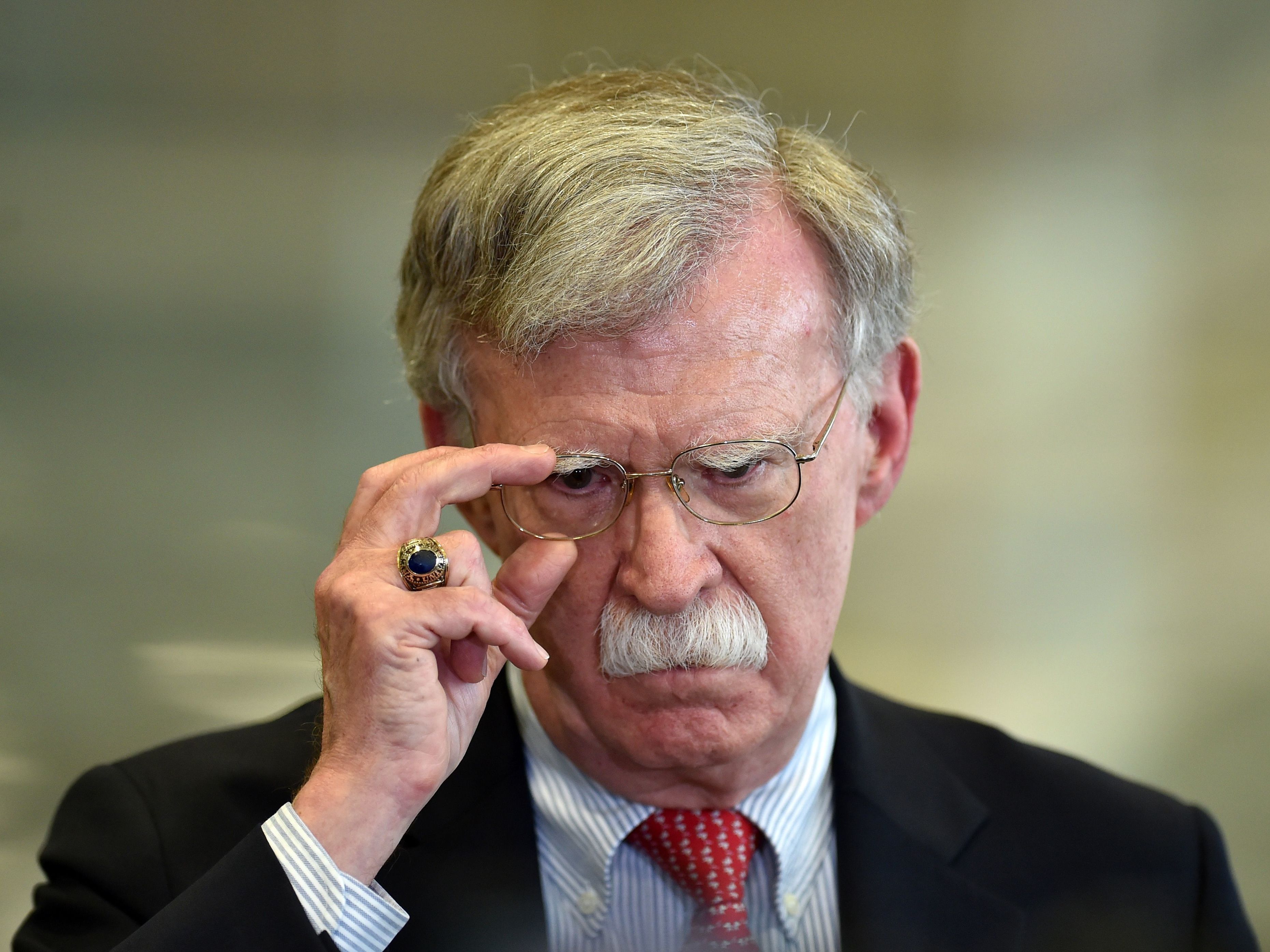 John Bolton after a meeting in Minsk, Belarus, in late August, nearly two weeks before his ouster as President Trump's national security adviser. (AFP via Getty Images)