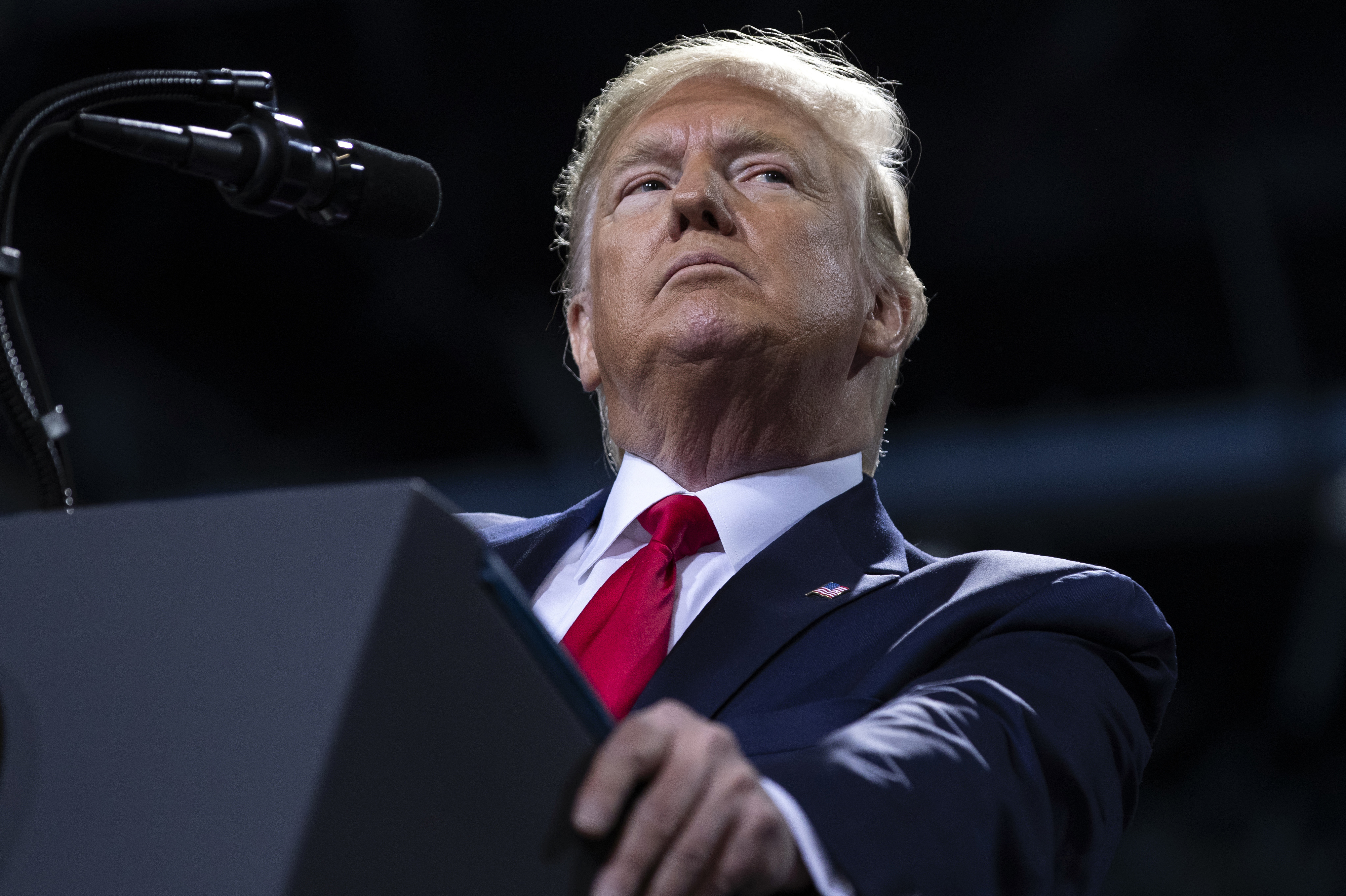 President Donald Trump speaks during a campaign rally in Michigan on Wednesday.