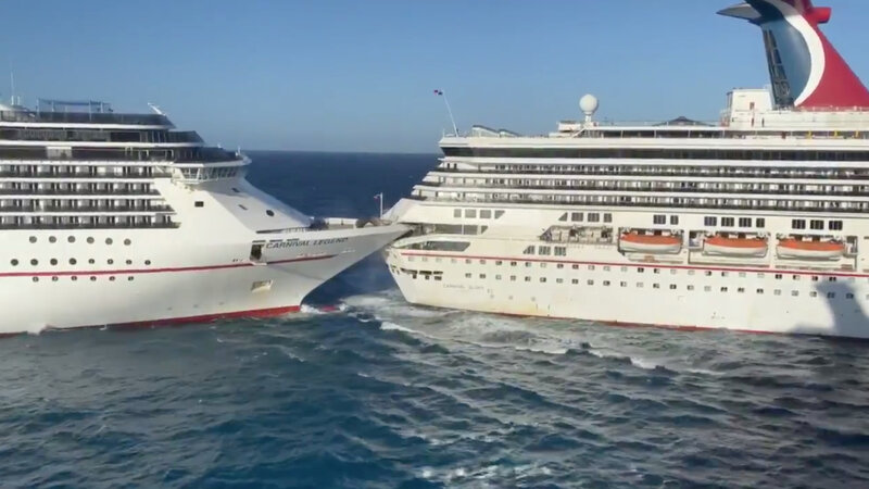 Watch Carnival Cruises Glory And Legend Crash In Port Off