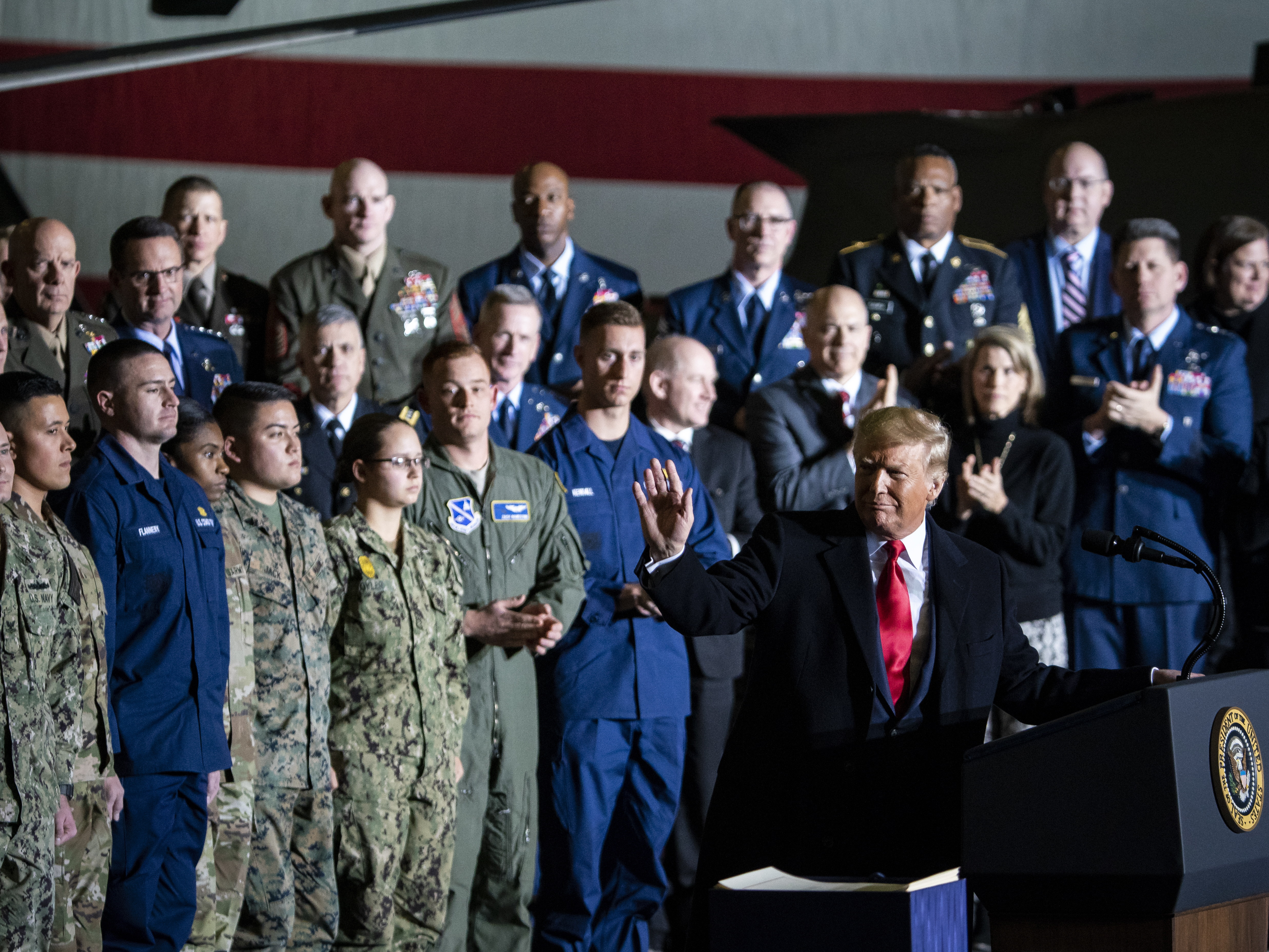 President Donald Trump signed the National Defense Authorization Act on Friday, notably creating the new Space Force. (Bloomberg via Getty Images)