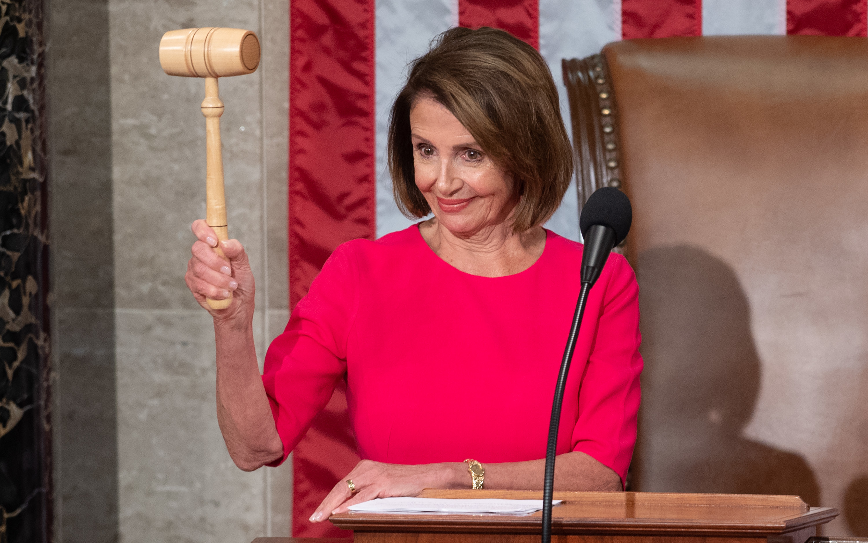House Speaker Nancy Pelosi holds her gavel after being elected during the beginning of the 116th Congress. A lot of Pelosi's decisions have come to define 2019. (AFP via Getty Images)