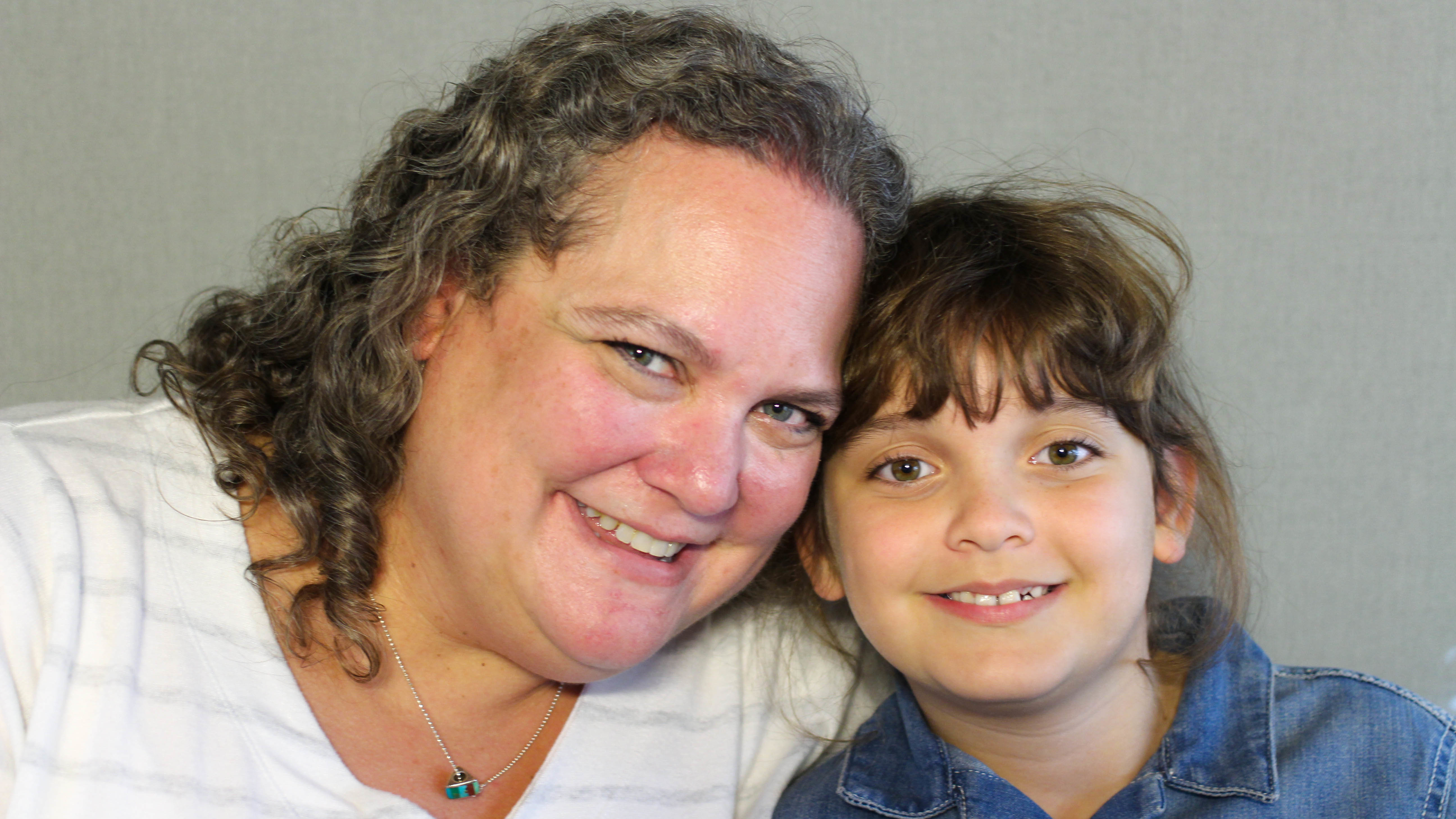 Dena Kohleriter, 46, and her daughter, Jori, 8, at their StoryCorps interview in Dallas on Nov. 8, 2019. (StoryCorps)
