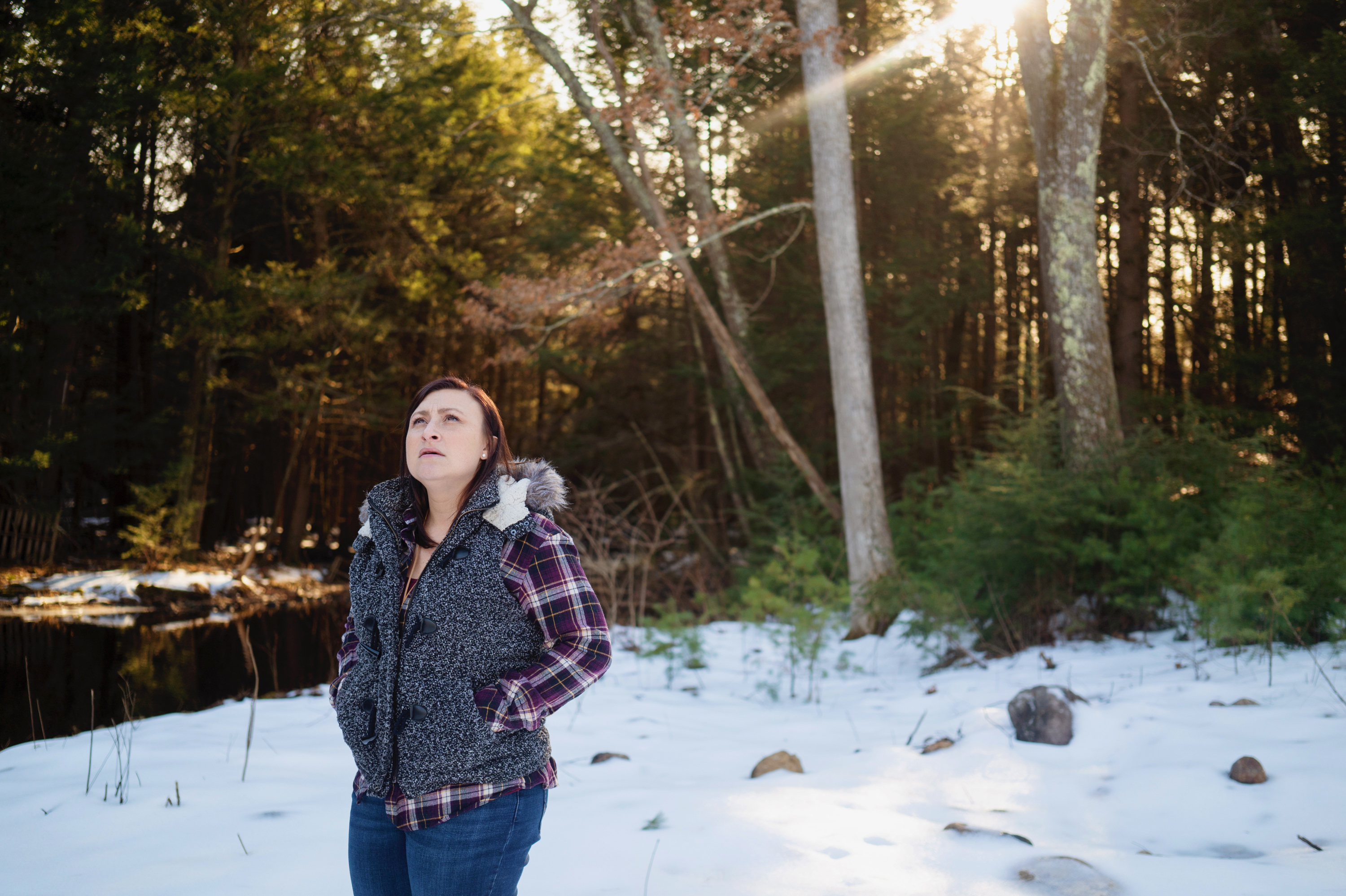Jennifer Ford of Oakham, Mass., went through serious postpartum depression after her second pregnancy. She got help from her obstetrician after he connected with a statewide program that supports doctors. (Kieran Kesner for NPR)