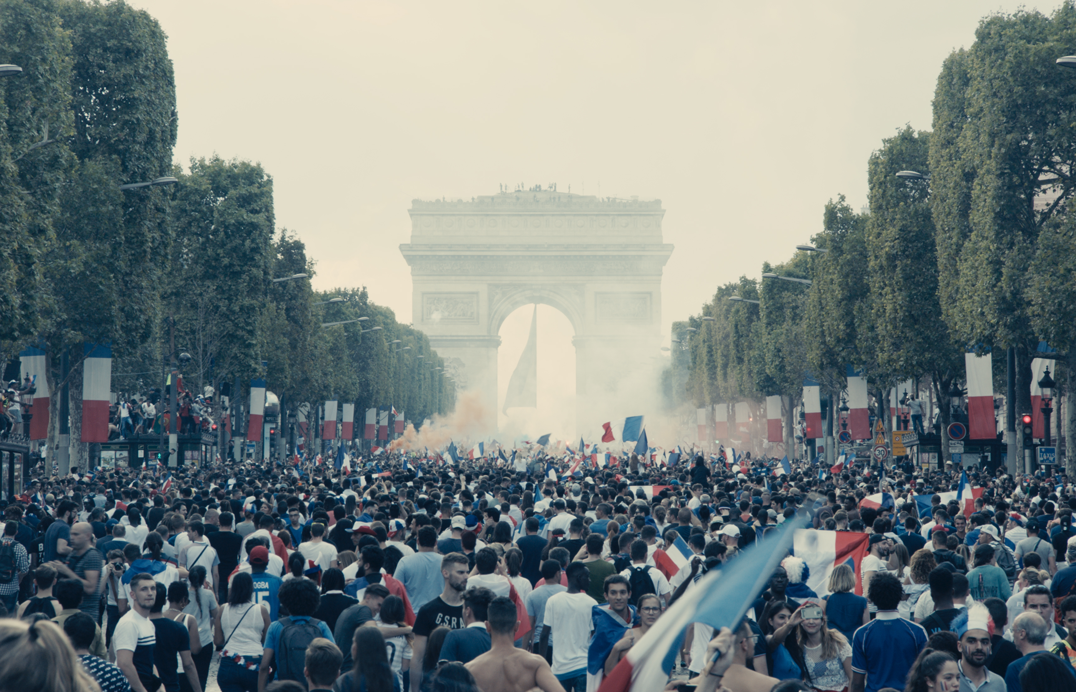 Ladj Ly's 2019 film<em> Les Misérables </em>opens on an ecstatic scene — France has just won the World Cup and happy Parisians are celebrating in the streets. (Amazon Studios)