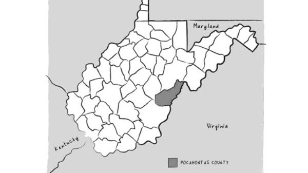 West Virginia and its counties. From The Third Rainbow Girl, by Emma Copley Eisenberg.
