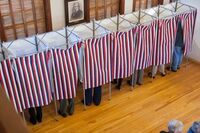 Voters cast their ballots in Sutton, New Hampshire on Nov. 8, 2016. State officials say the state's old-school paper ballots mean its election systems are more secure than in other states.