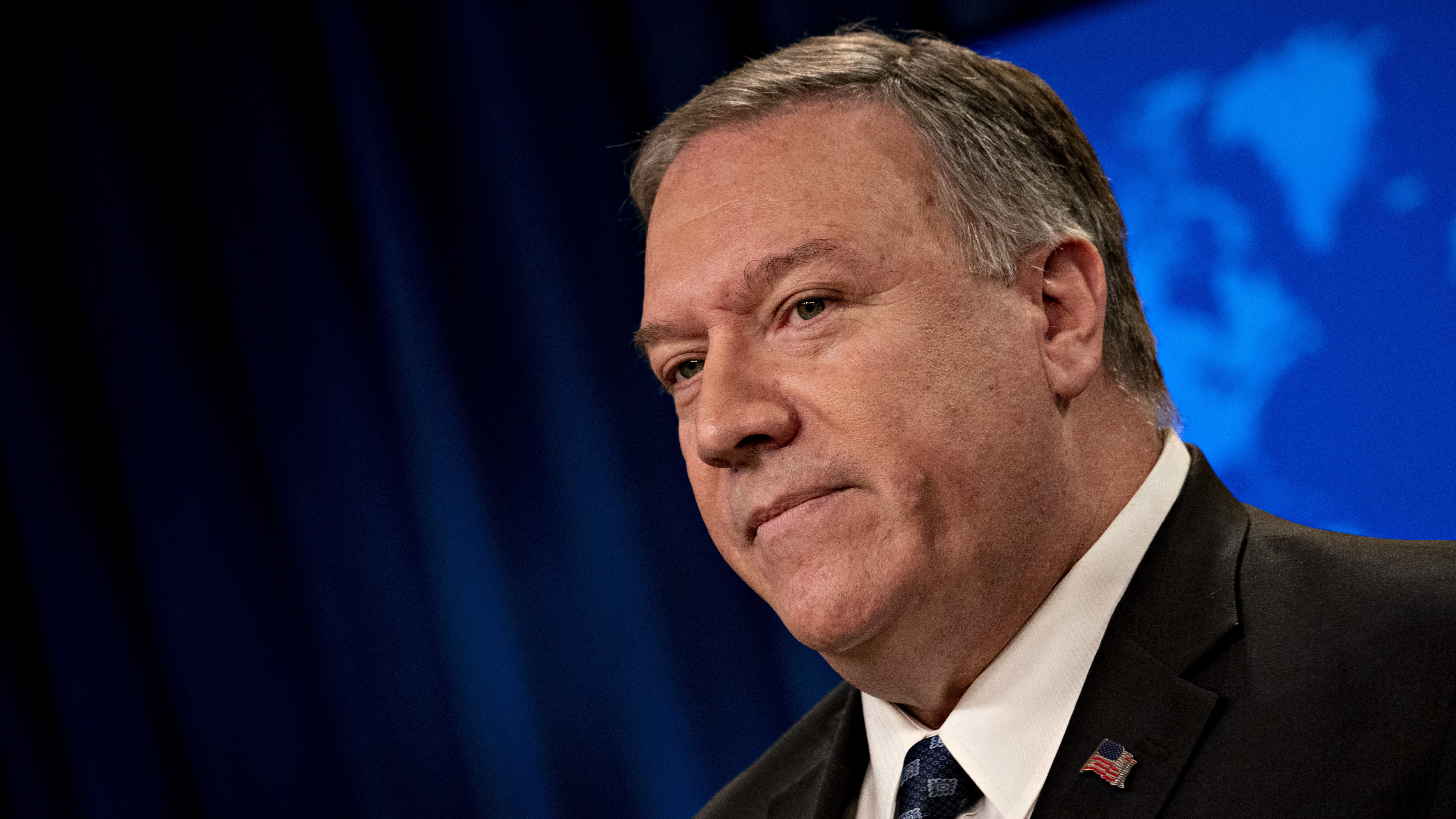 U.S. Secretary of State Mike Pompeo at the State Department press briefing room in Washington, D.C., earlier this month. (Bloomberg via Getty Images)