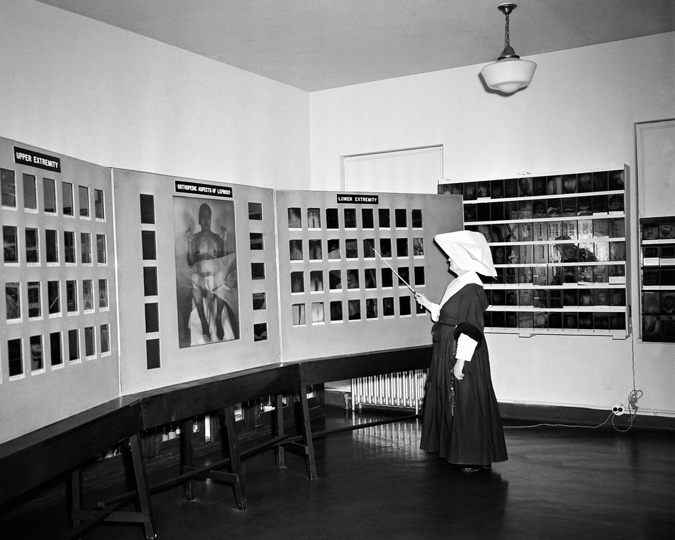 Decades ago, people with leprosy were confined to a hospital in Carville, La. The fear of being forcibly isolated in this place led many patients to avoid seeking treatment and hide their disease. In the 1950s, the Daughters of Charity worked at the hospital and the research lab it housed. (Richard Tolbert/AP)