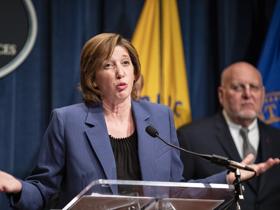National Center for Immunization and Respiratory Diseases Director Dr. Nancy Messonnier, speaks during a news conference in January. Messonnier on Friday defended the CDC's handling of a new coronavirus case in California. (Samuel Corum/Getty Images)