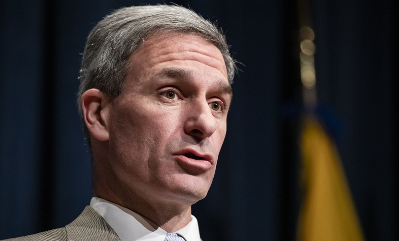 Ken Cuccinelli speaks on Feb. 7 in Washington. A federal judge said his appointment to lead U.S. Citizenship and Immigration Services was unlawful. (Samuel Corum/Getty Images)