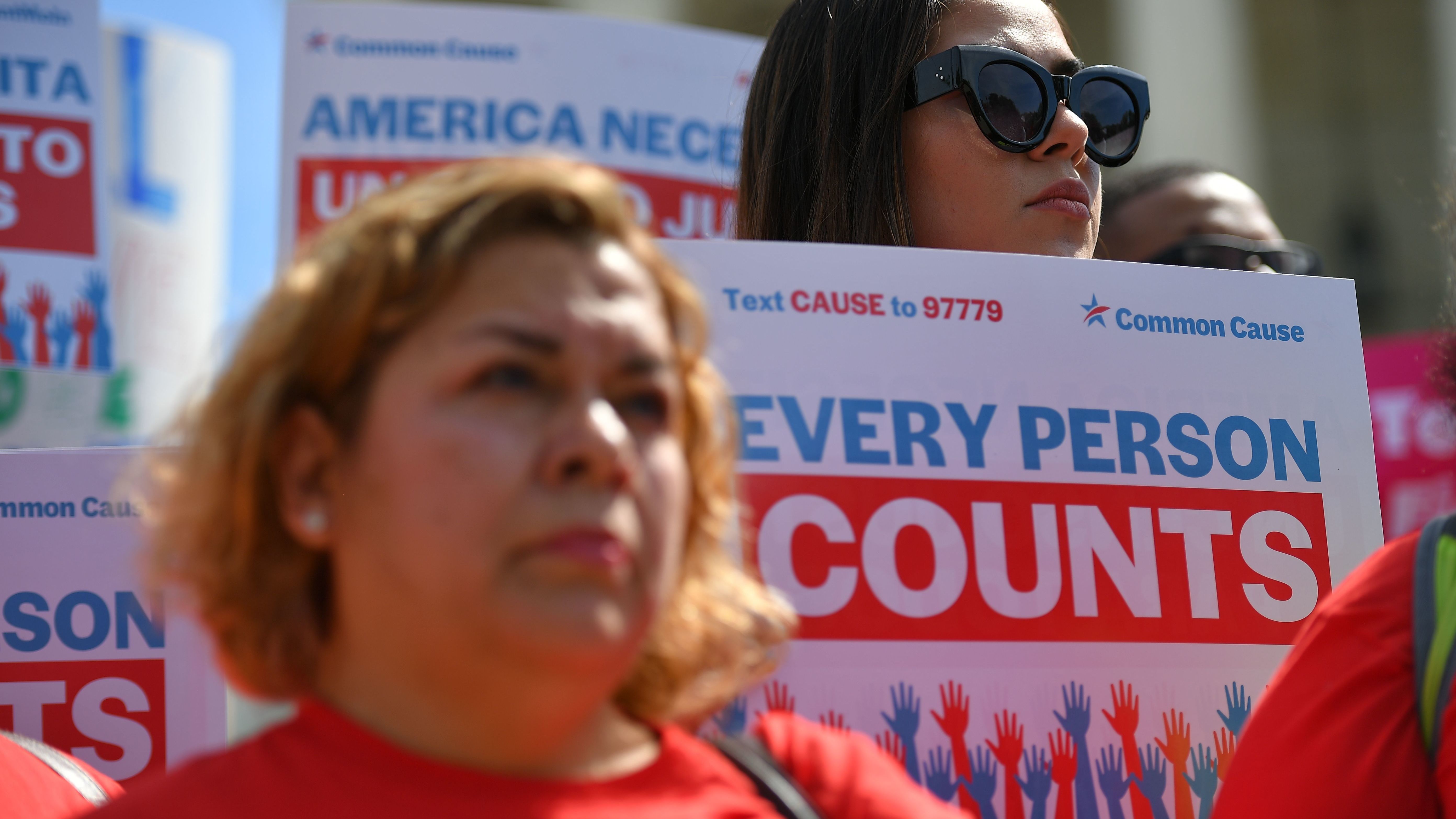 Demonstrators rally in Washington, D.C., in April 2019 against the now-blocked citizenship question that the Trump administration tried and failed to get on the 2020 census forms.