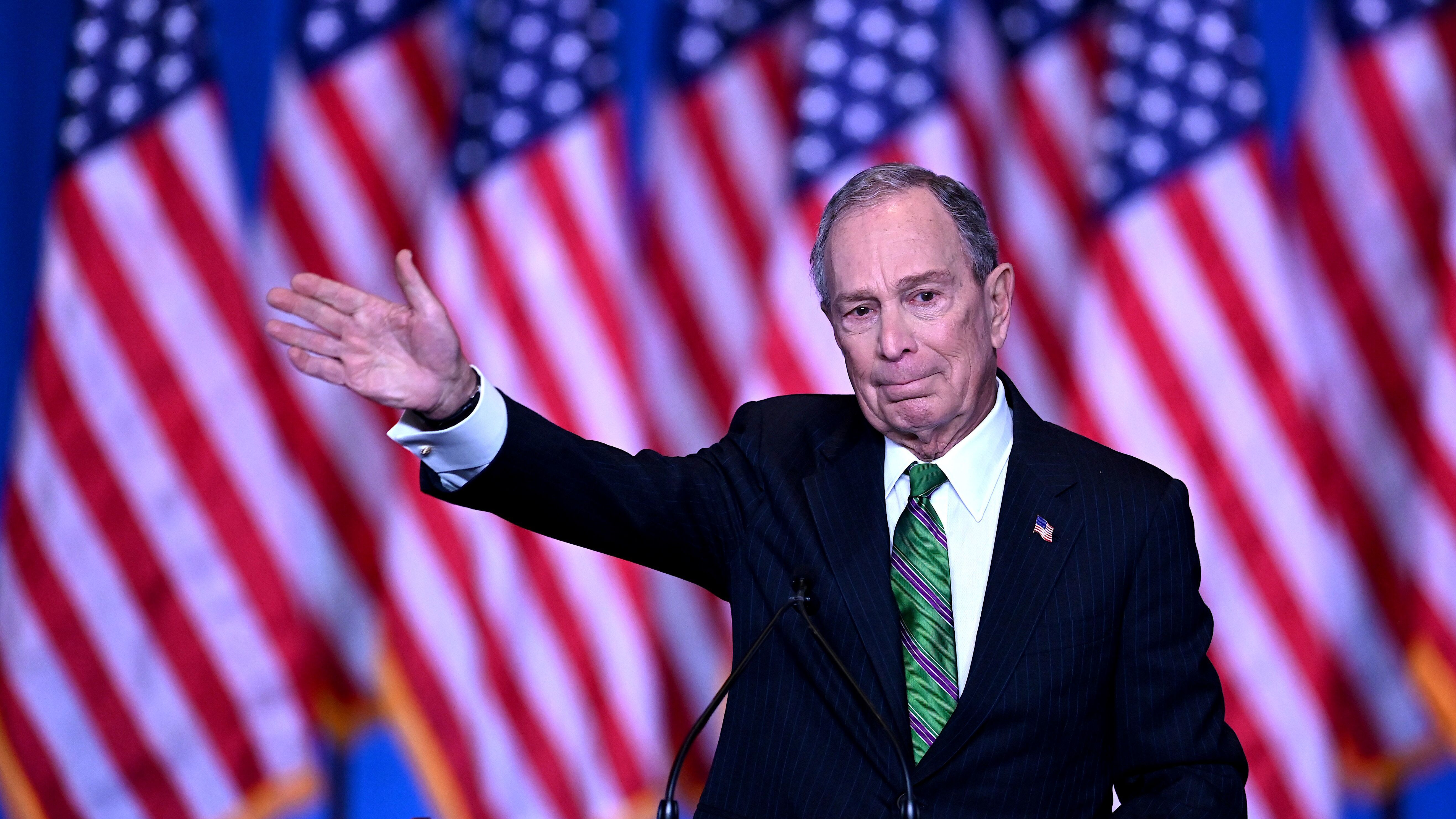 Former New York City Mayor Mike Bloomberg speaks to supporters and staff Wednesday after suspending his Democratic presidential campaign. (AFP via Getty Images)