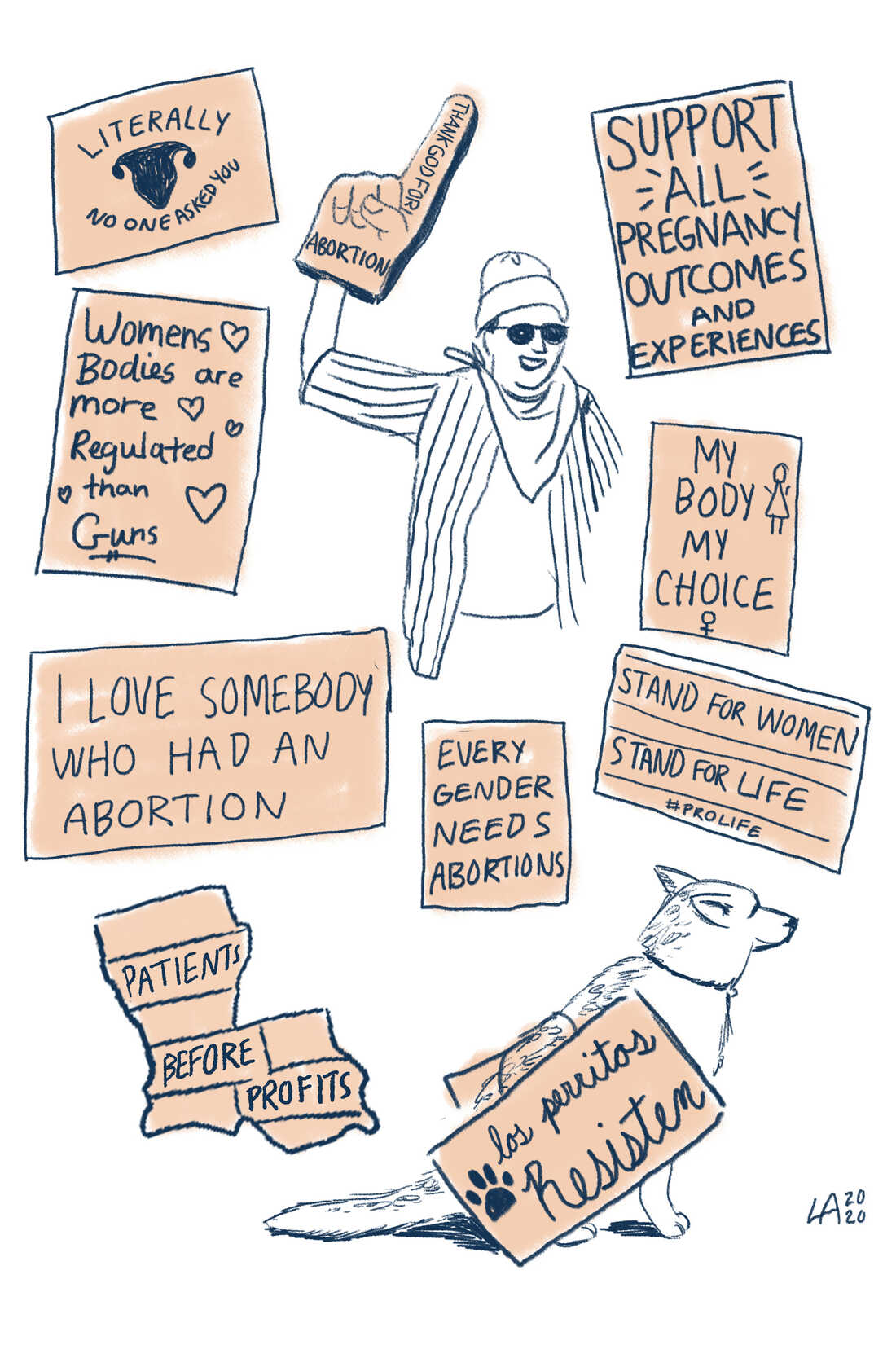 Signs at the rally.