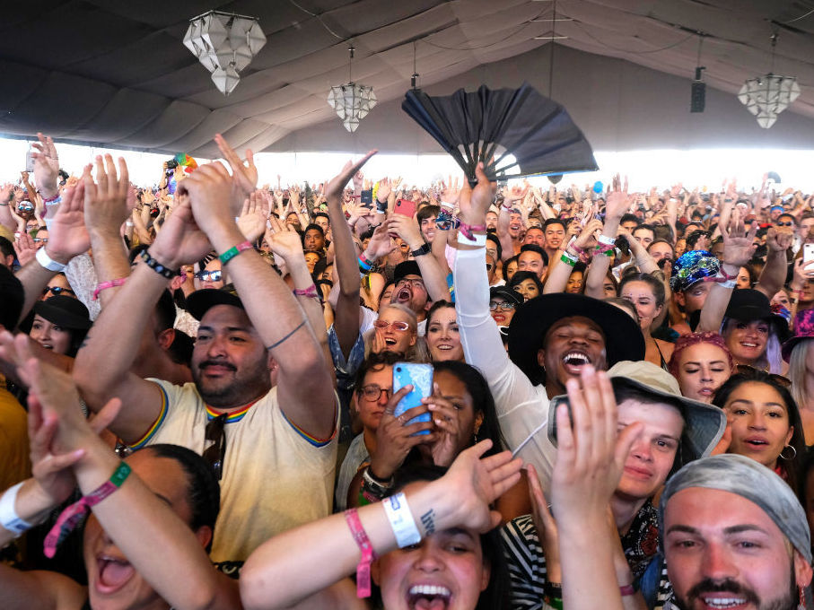 Fans watch singer Lizzo perform during the 2019 Coachella Festival last April. (Getty Images for Coachella)