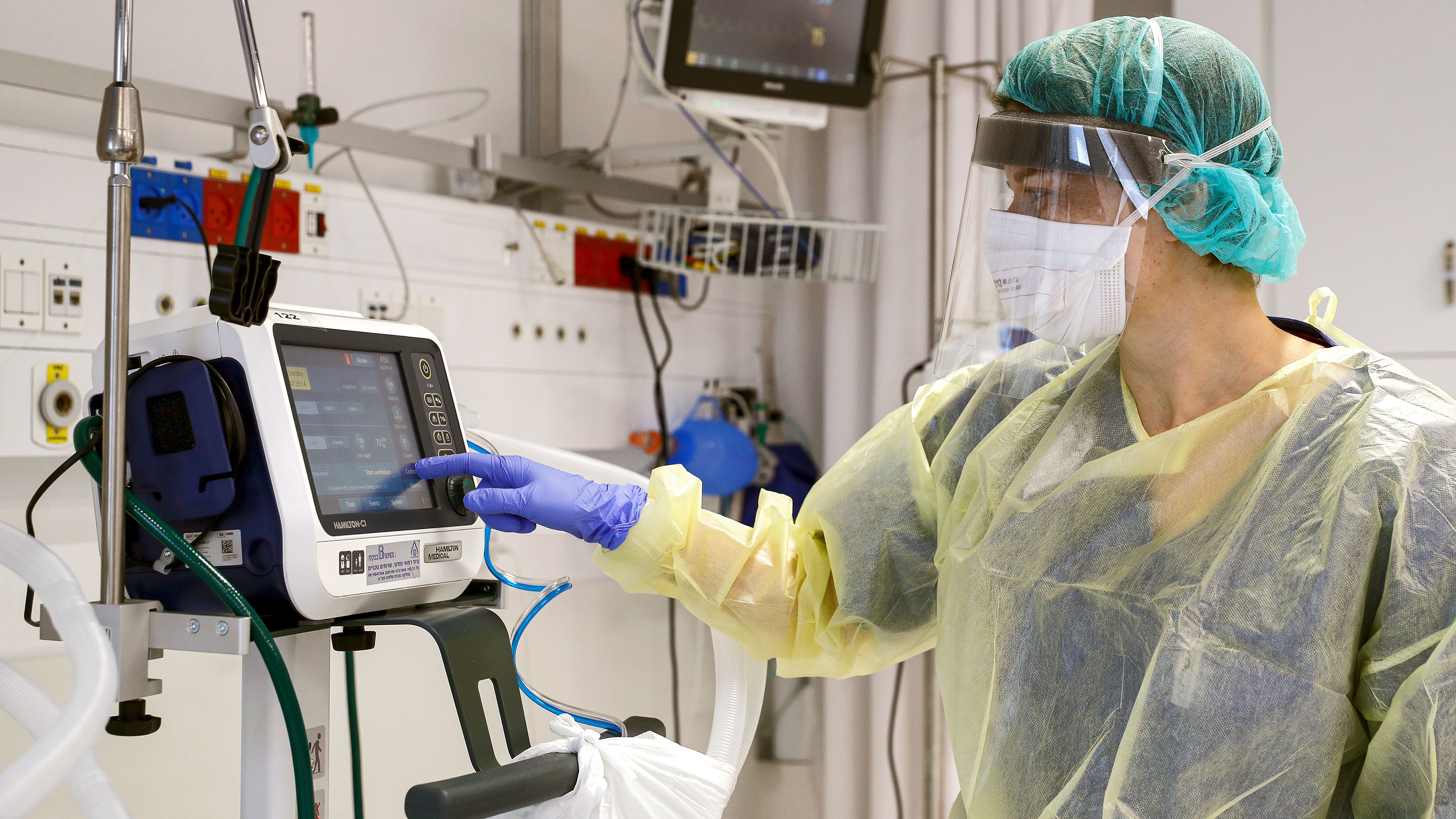 A demonstration of a ventilator for future patients with coronavirus at Samson Assuta Ashdod University Hospital in Ashdod, Israel. (AFP via Getty Images)