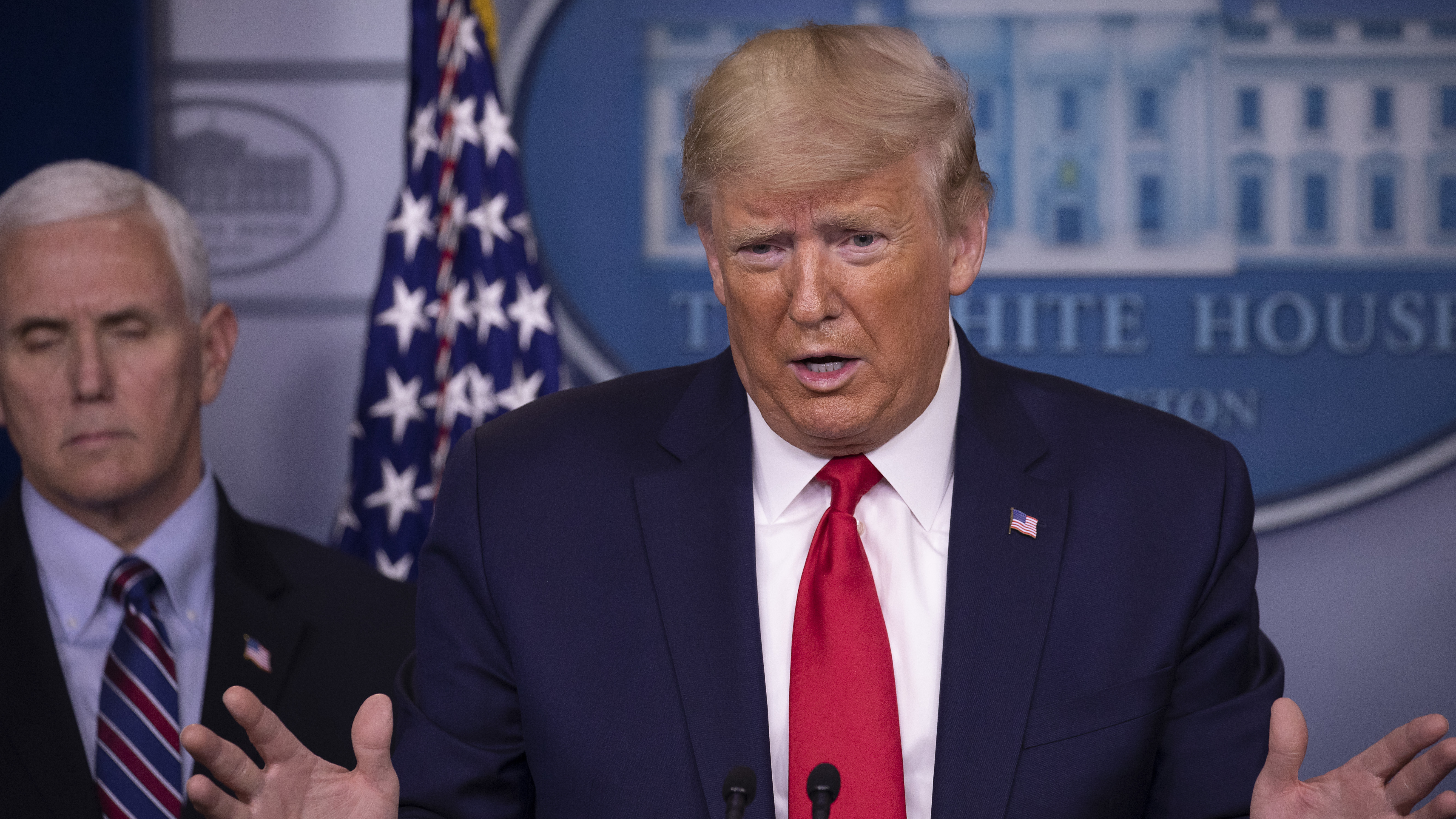 President Trump on Sunday compared the Defense Production Act to nationalizations in Venezuela. (Getty Images)