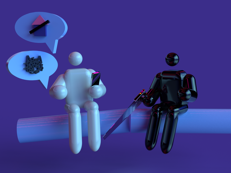 Two figures sitting
