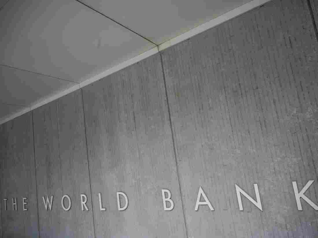 The World Bank Group logo is seen on the building of the Washington-based global development lender in Washington on January 17, 2019.