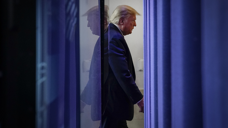 President Trump exits a briefing on the coronavirus pandemic at the White House Thursday. (Drew Angerer/Getty Images)