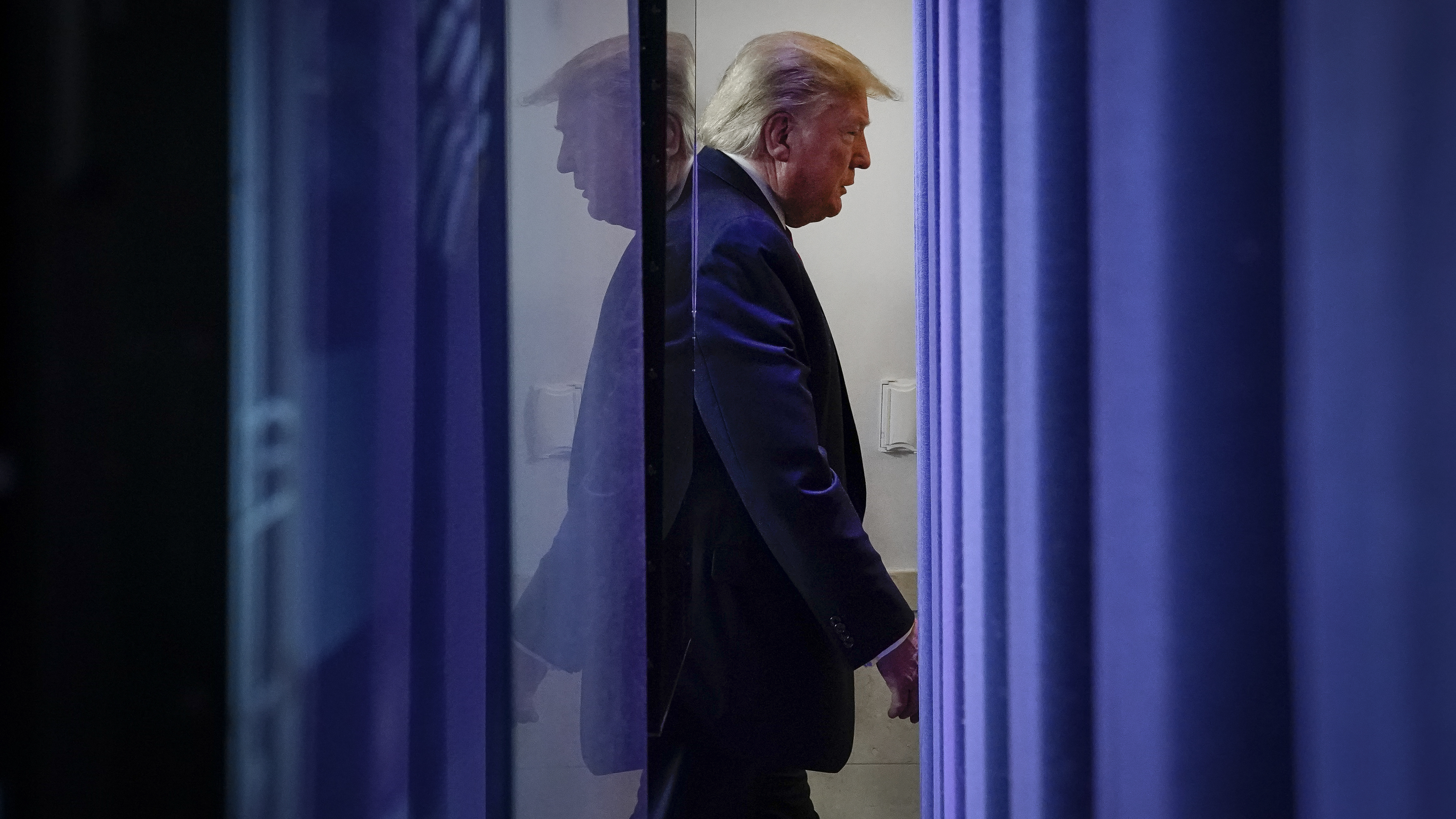 President Trump exits a briefing on the coronavirus pandemic at the White House Thursday. (Getty Images)