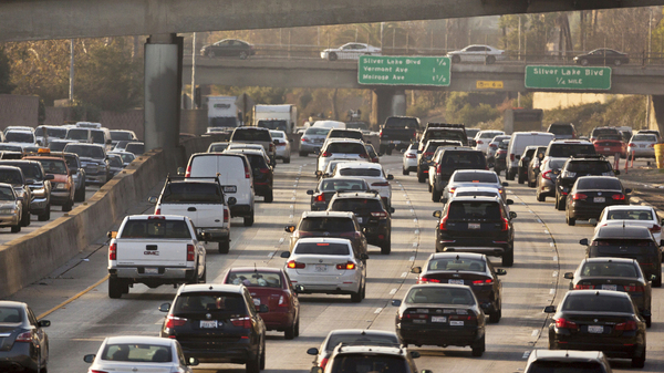 Traffic on the Hollywood Freeway in Los Angeles in 2018. The Trump administration is weakening auto pollution standards, rolling back a key Obama-era policy that sought to curb climate change.