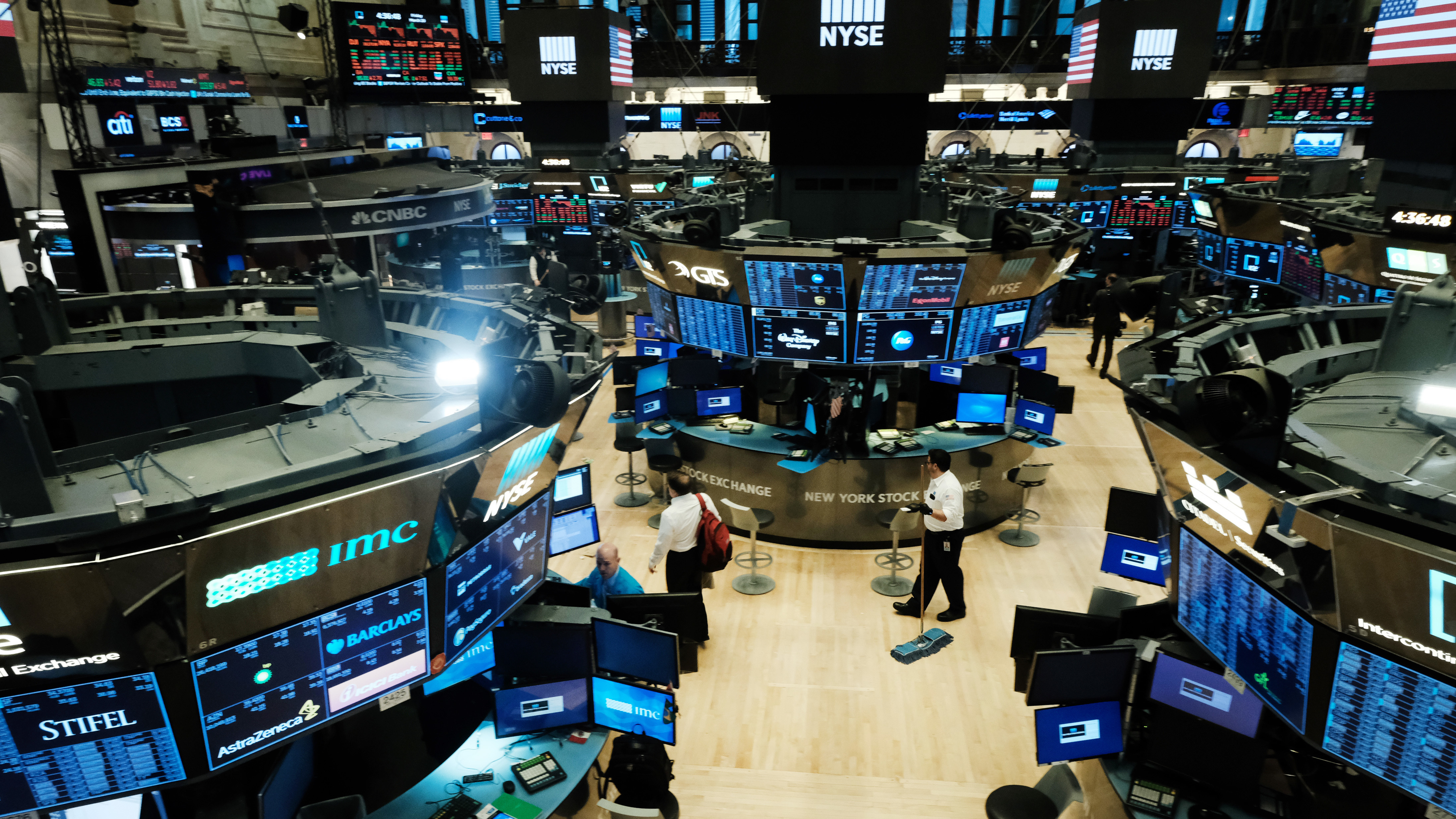 Trading ends for the day on the floor of the New York Stock Exchange on March 20. It was the last day before the exchange switched to all-electronic trading in an effort to help contain the spread of the coronavirus. (Getty Images)