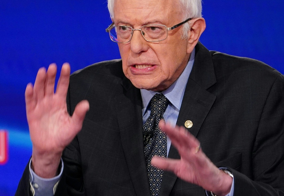 Sen. Bernie Sanders makes a point during the 11th Democratic Party presidential debate in March. (Mandel Ngan/AFP via Getty Images)