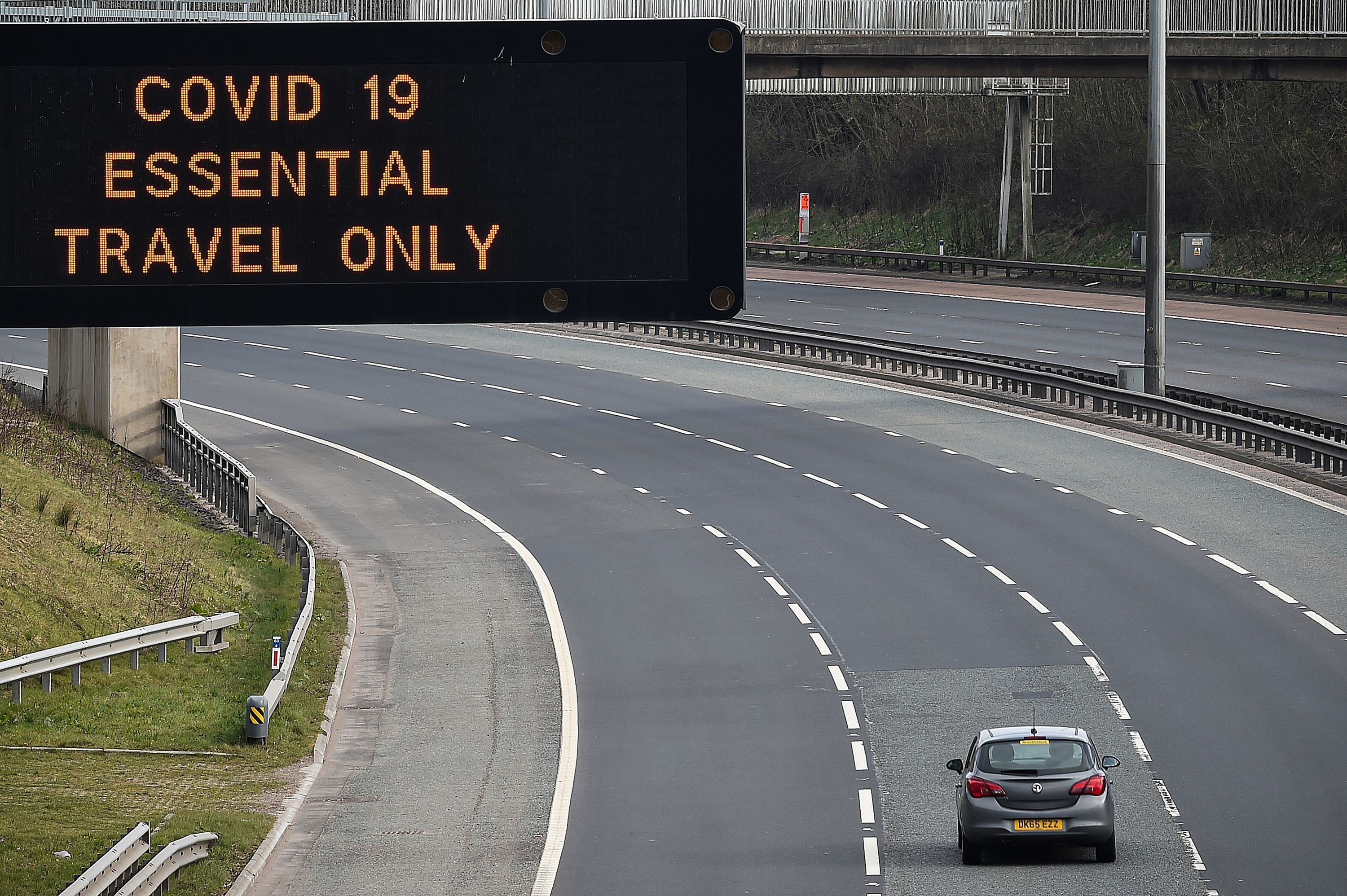 A sign on the M8 motorway last week in Glasgow, Scotland. (Getty Images)