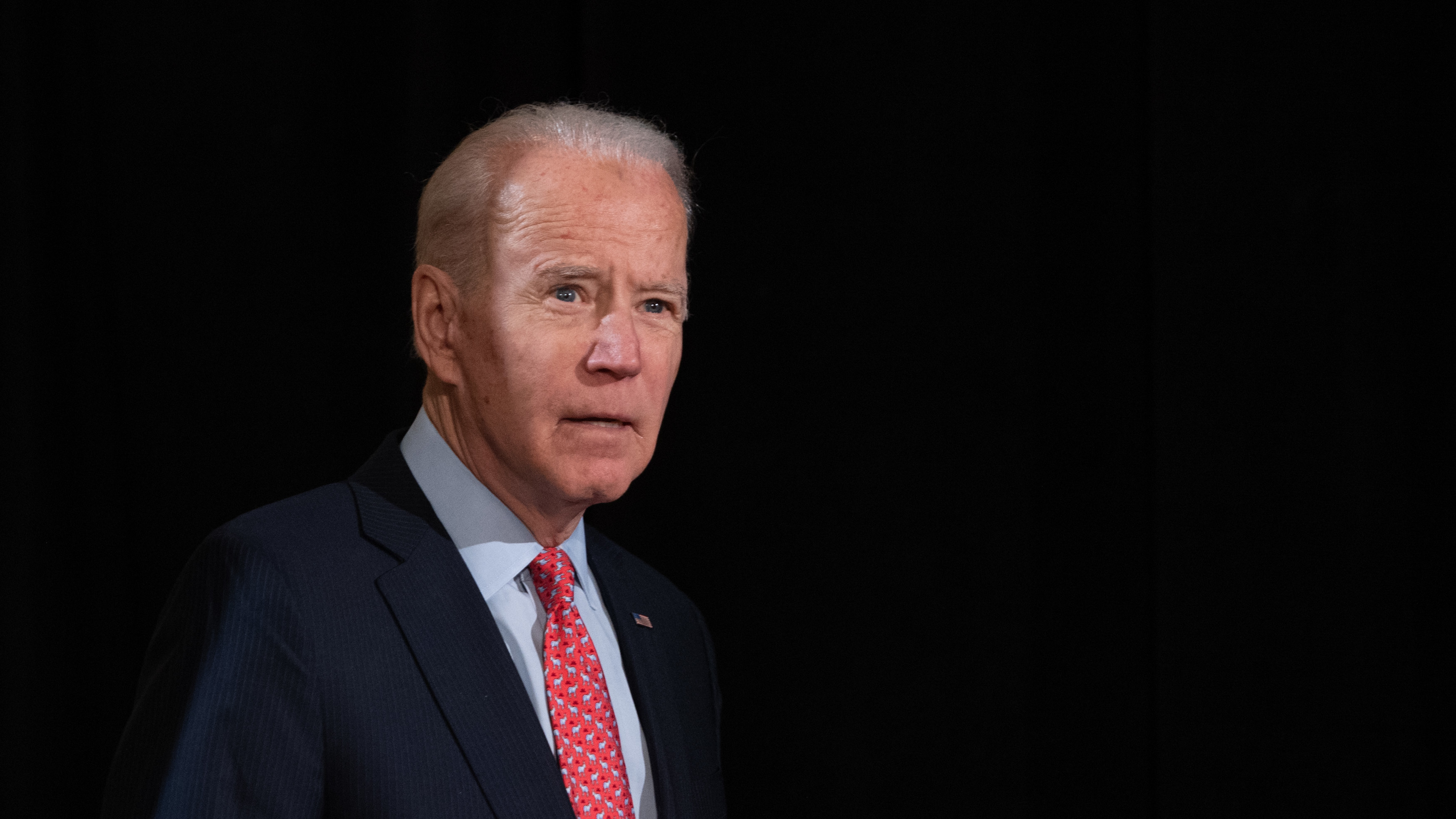 Former vice president and Democratic presidential hopeful Joe Biden, seen arriving to give a speech about the coronavirus response on March 12, spoke with President Trump about the crisis on Monday. (AFP via Getty Images)
