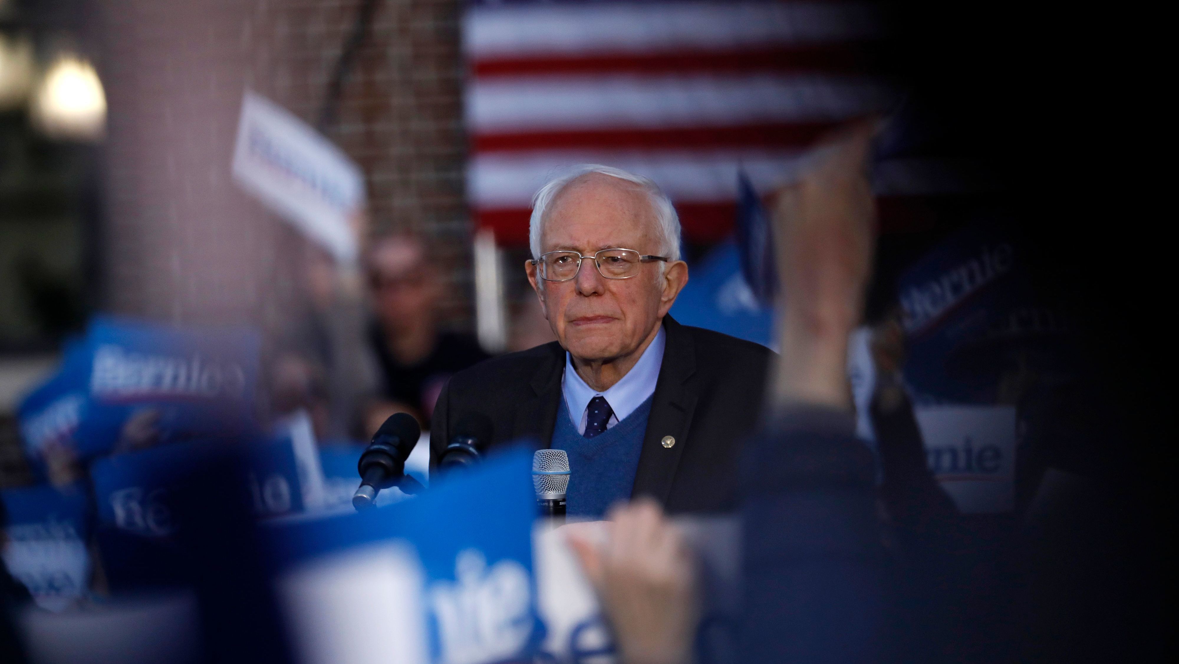 Democratic presidential hopeful Bernie Sanders, behind in the delegate count, is considering his options and what to do now. (AFP via Getty Images)
