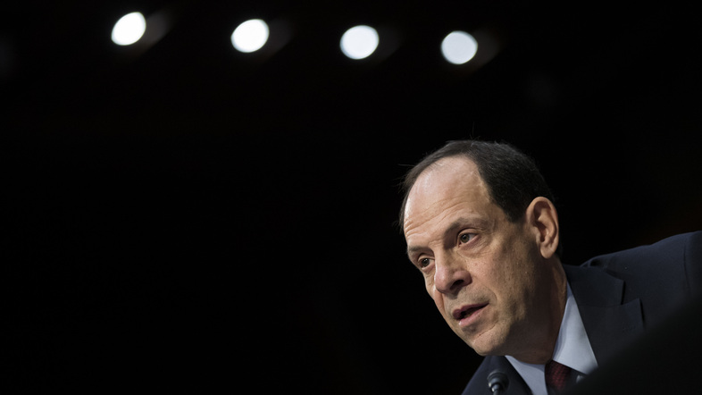 Glenn Fine, then acting inspector general at the Department of Defense, testifies during a 2017 Senate Judiciary Committee hearing. Fine was the defense department's acting inspector general until April 6, when President Trump replaced him. (Drew Angerer/Getty Images)