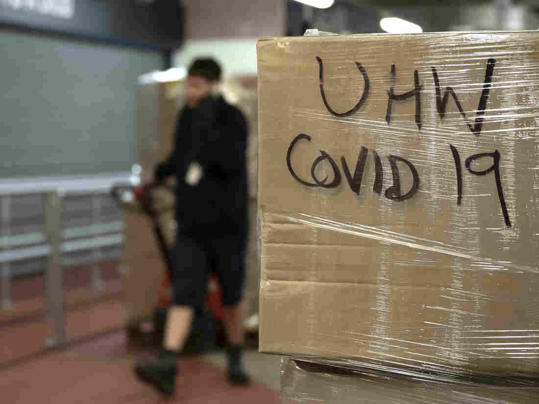 CARDIFF, WALES - APRIL 09: Hospital beds are moved into the Dragon's Heart hospital on April 9, 2020, in Cardiff, Wales. (Photo by Matthew Horwood/Getty Images)