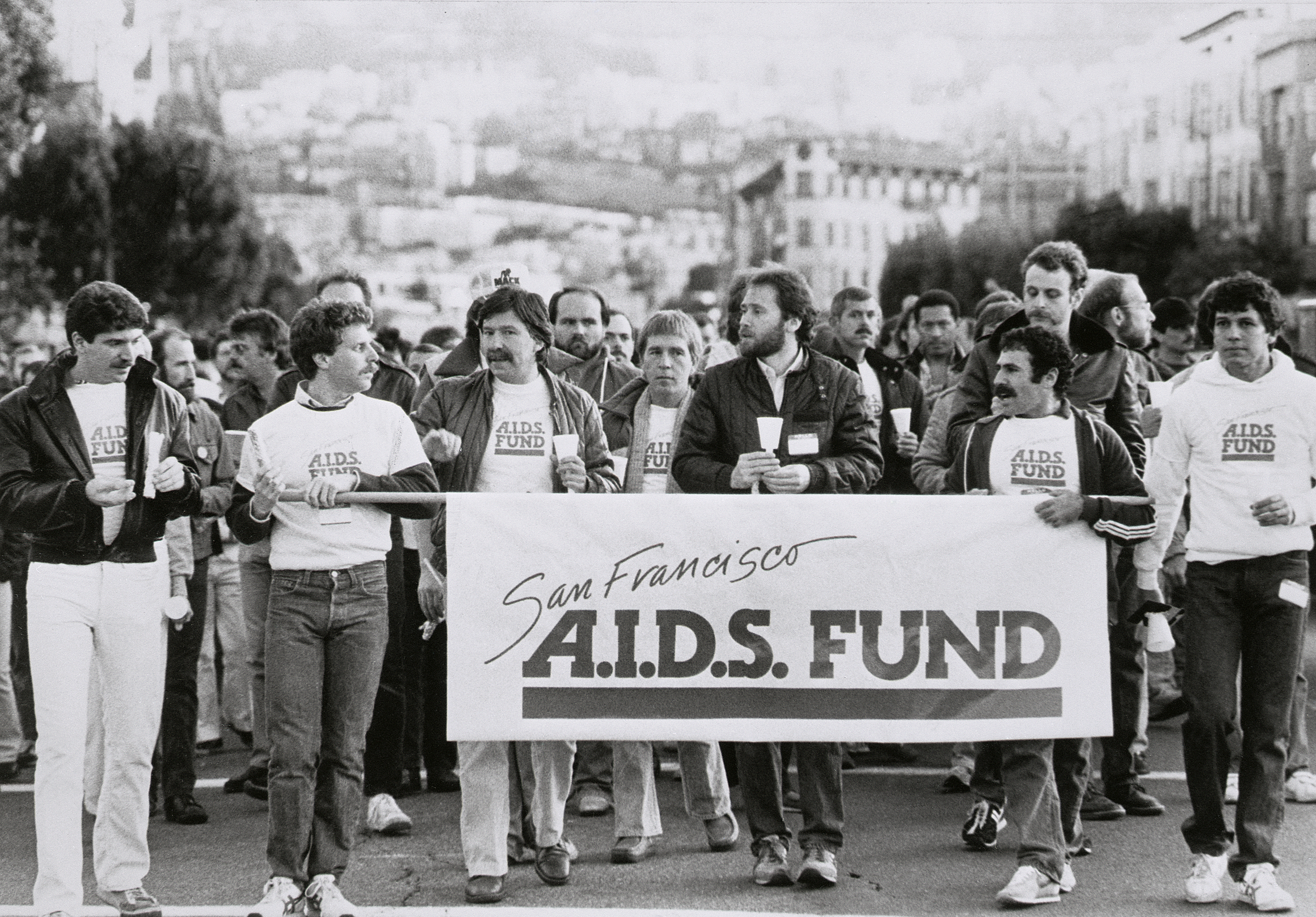 A march in the Castro area of San Francisco in 1983 was one example of activism that emerged at that time to push for a more coordinated federal response, more funding and better medicine in light of the AIDS epidemic. (Bettmann Archive)