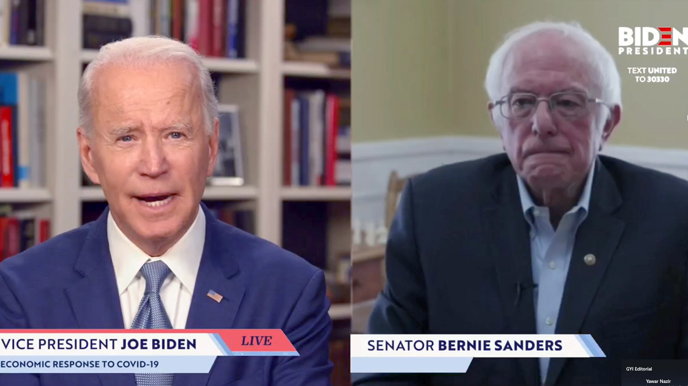 In this screengrab taken from Joe Biden's campaign website, Bernie Sanders endorses Biden. (Getty Images)