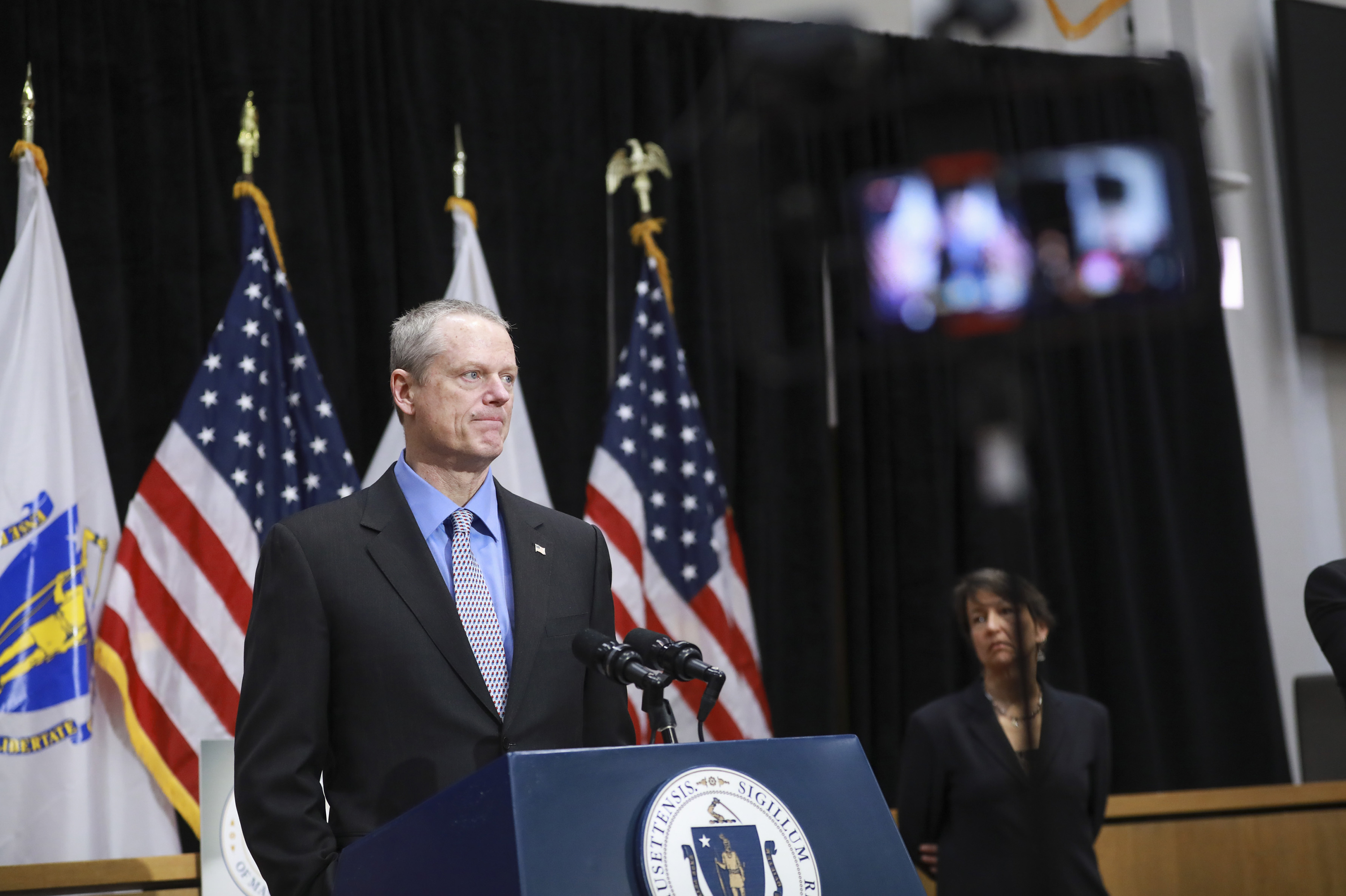 &quot;We need to get out ahead of this and do everything we possibly can here in Massachusetts — through and in the aftermath of the surge,&quot; said Massachusetts Gov. Charlie Baker, in announcing his state's public health initiative April 3. (MediaNews Group/Boston Herald)