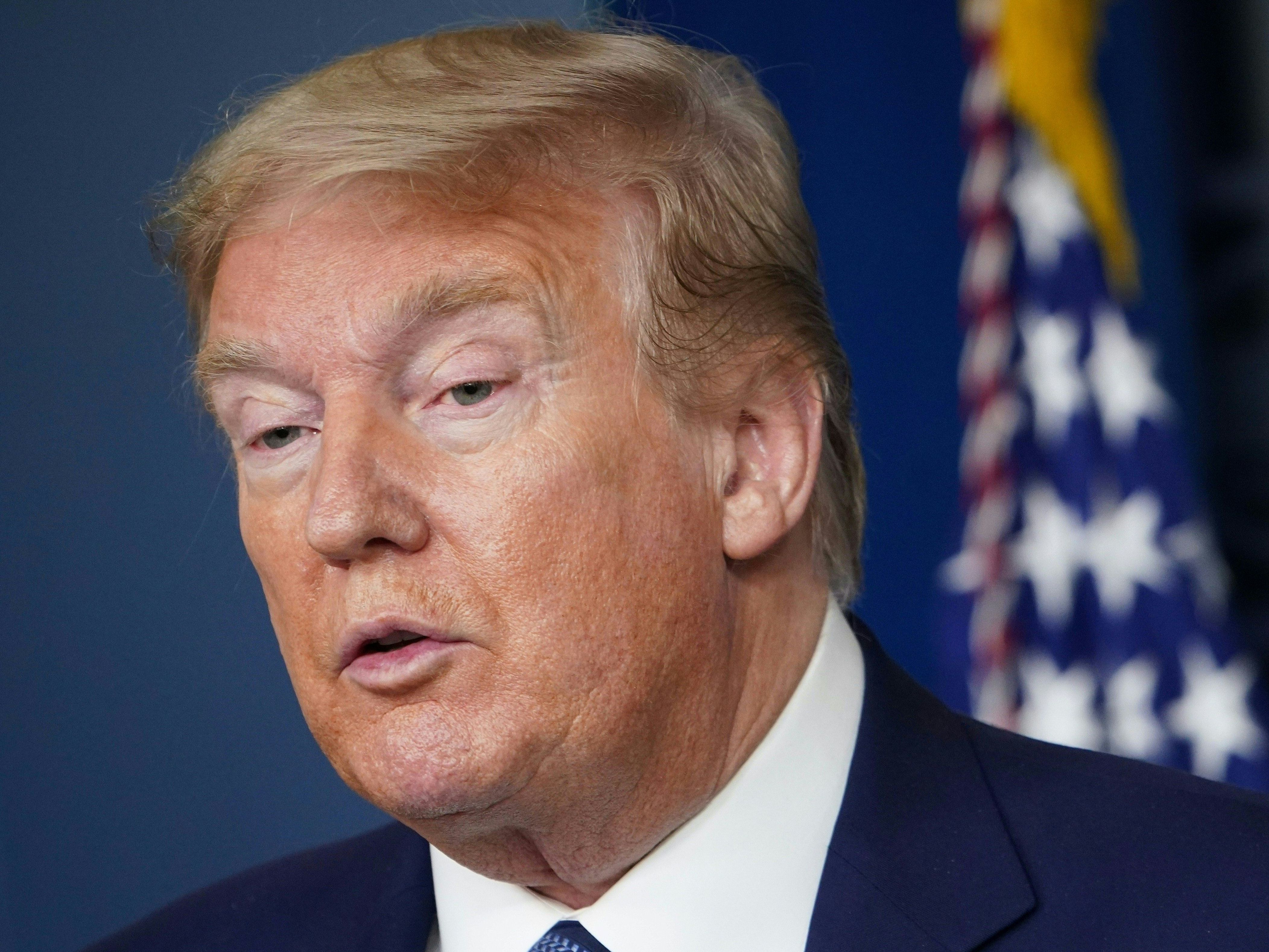 President Trump answers questions from the media during the daily briefing on the coronavirus at the White House on Tuesday.