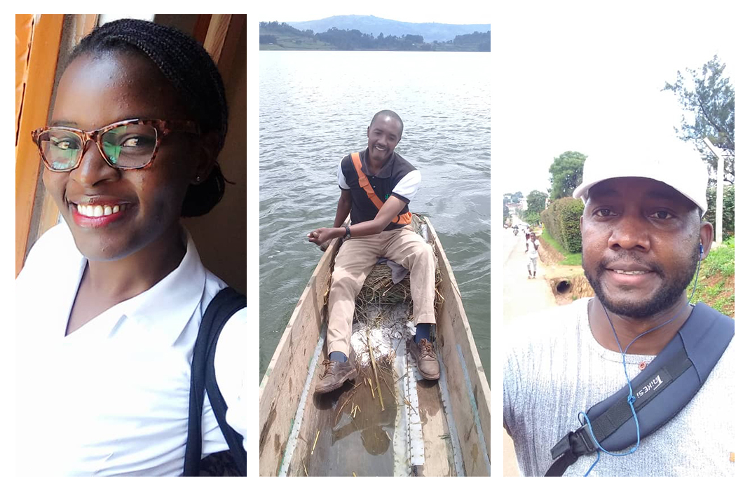 From left: Maria Nakalanda, Edward Arineitwe and Charles Batte are Ugandan health care workers who had to make adjustments to their commute after their country's transportation restrictions were announced. (Maria Nakalanda; Edward Arineitwe; Charles Batte)