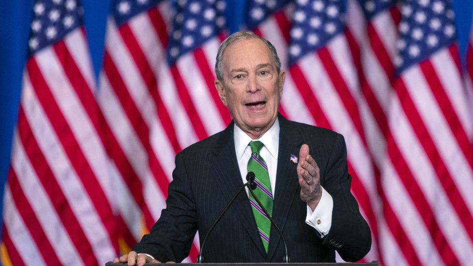 Former Democratic presidential candidate Mike Bloomberg speaks to supporters as he announces the suspension of his campaign and his endorsement of former Vice President Joe Biden on March 4. (Eduardo Munoz Alvarez/AP)