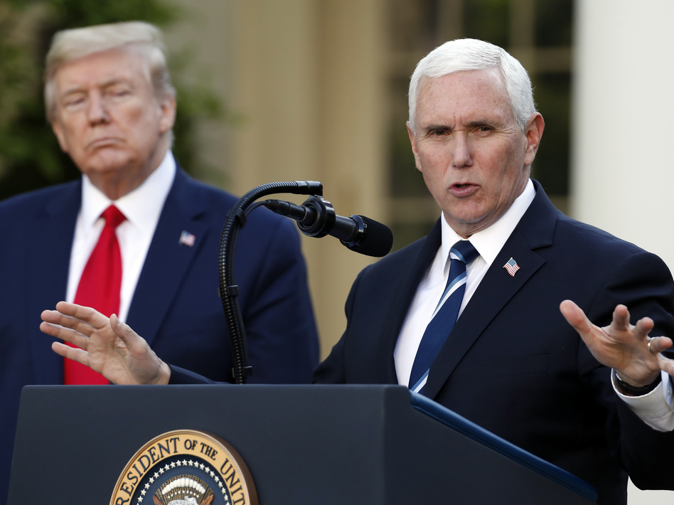 Vice President Pence joined President Trump on Monday to announce a federal "blueprint" to help states ramp up their testing of the virus. (Alex Brandon/AP)